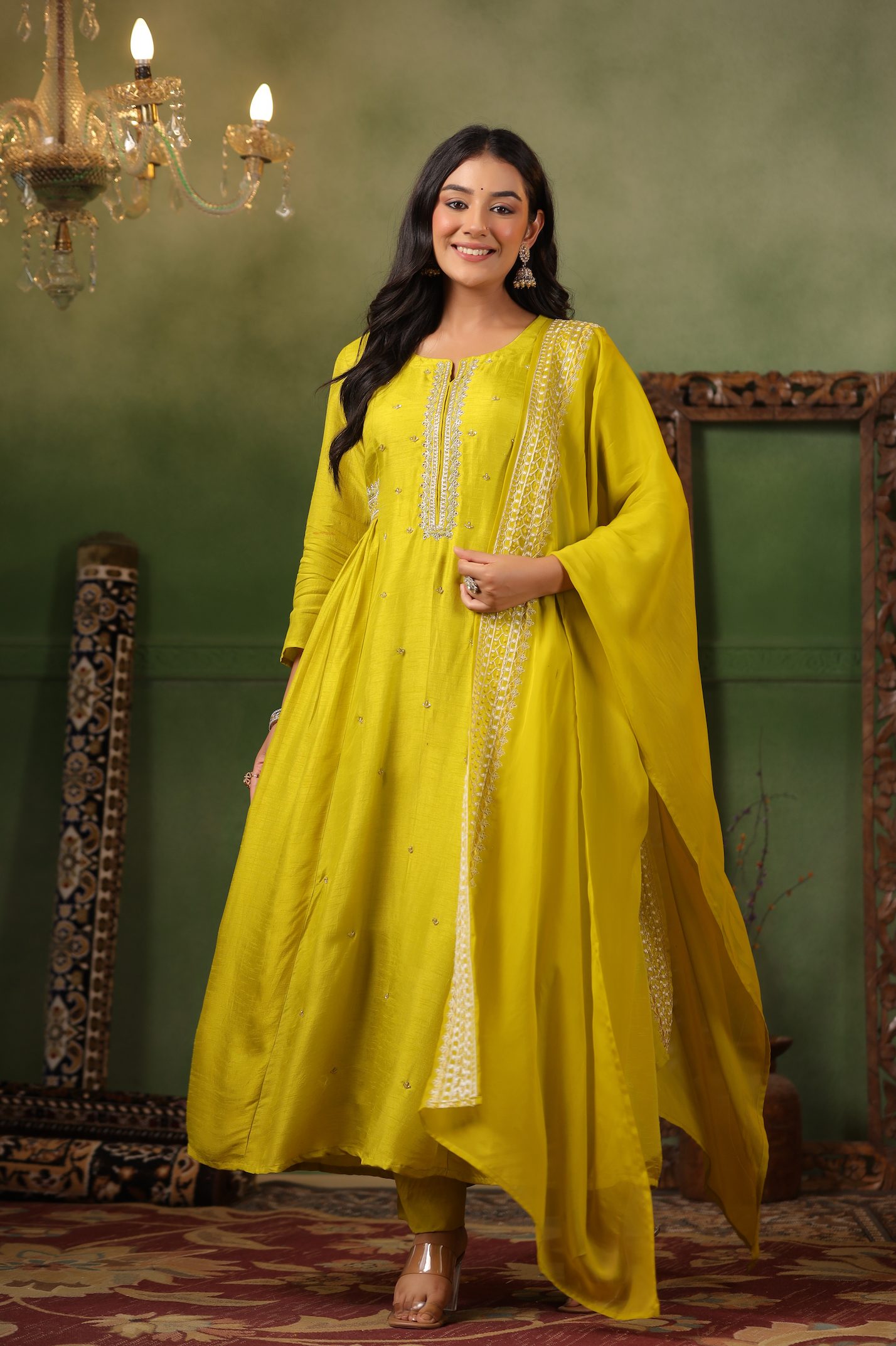 Mustard Silk Suit Set