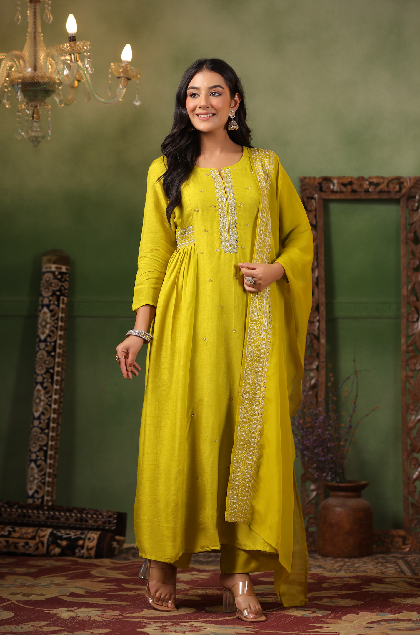 Mustard Silk Suit Set