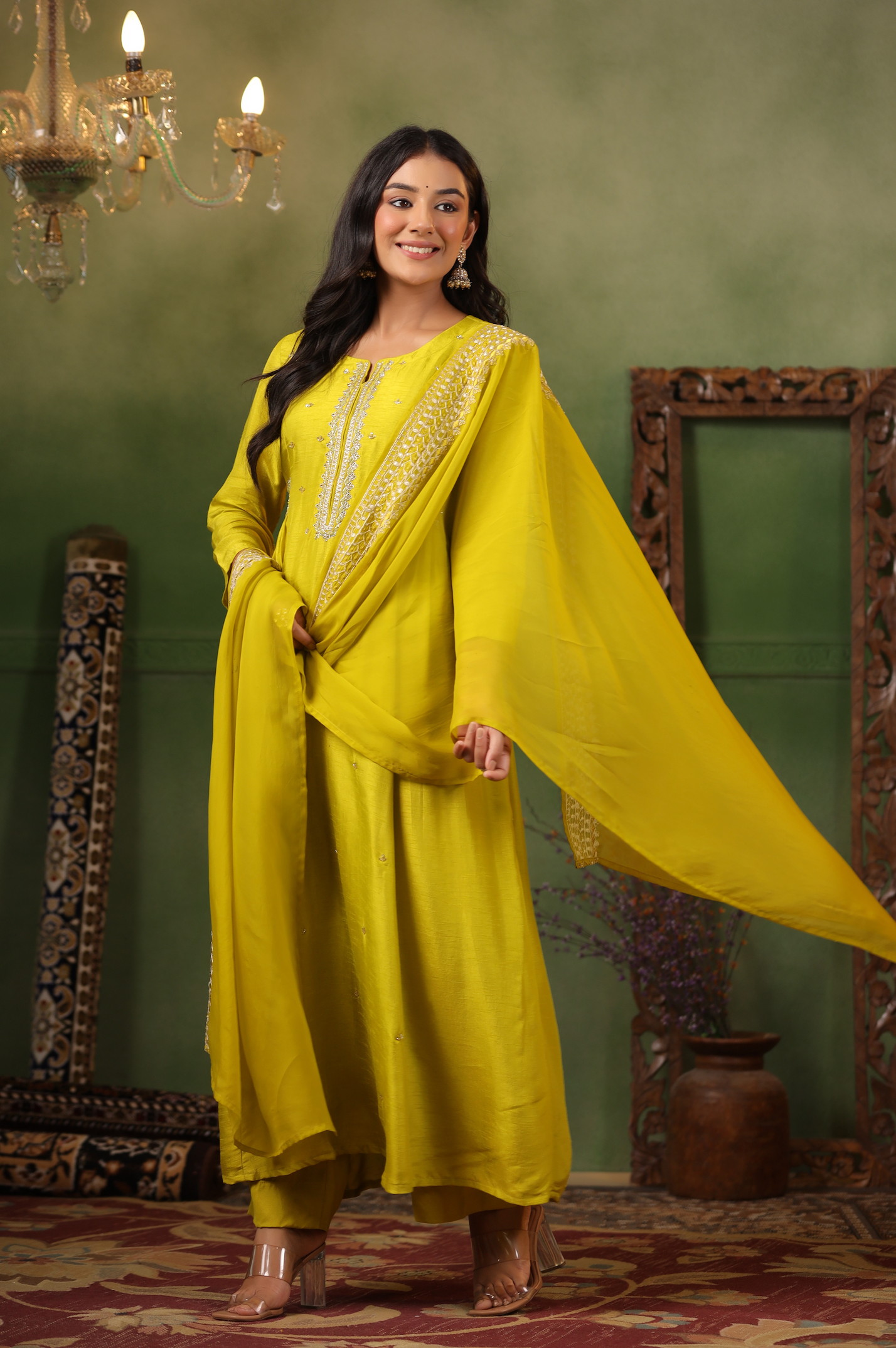 Mustard Silk Suit Set