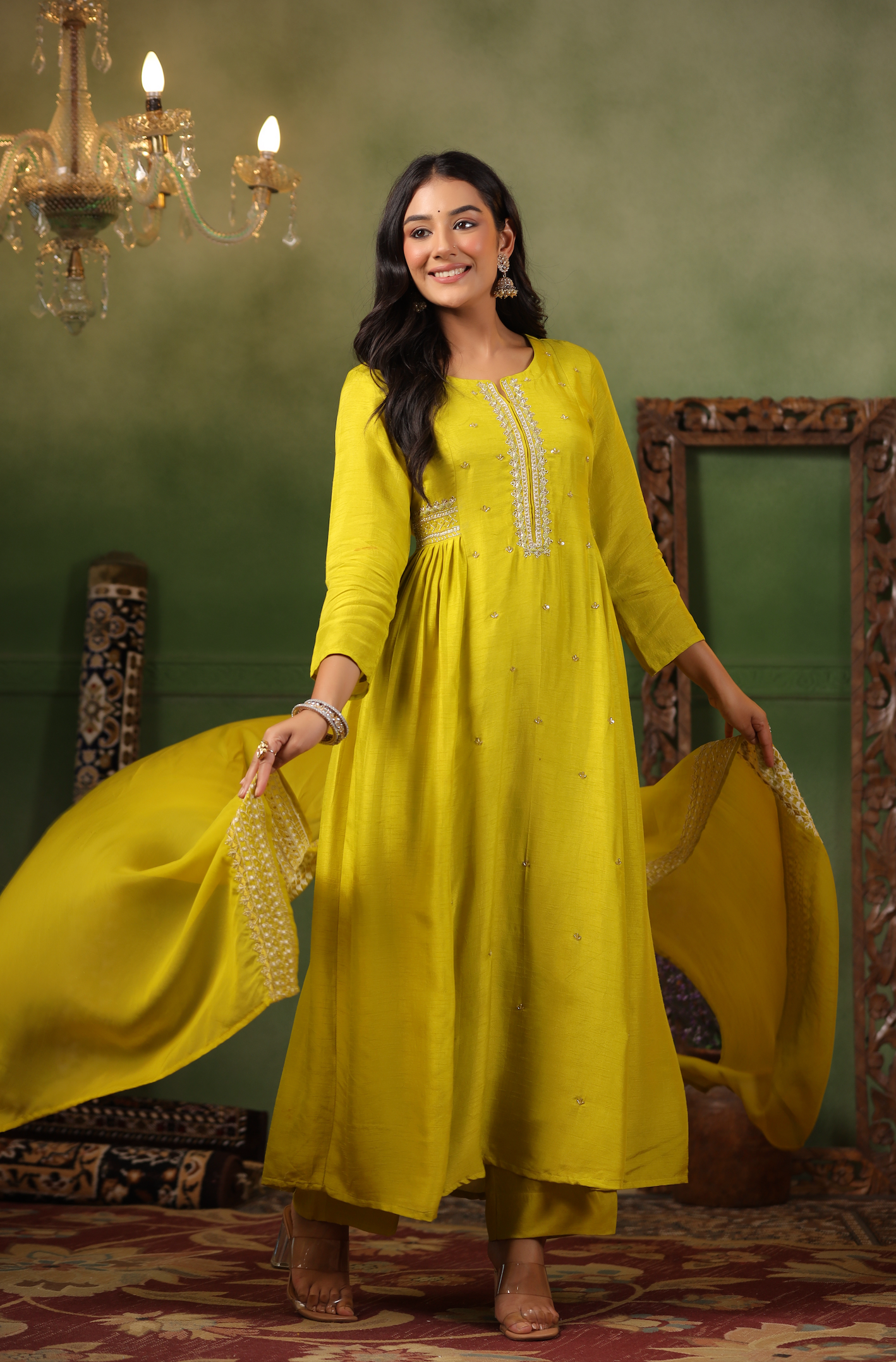 Mustard Silk Suit Set