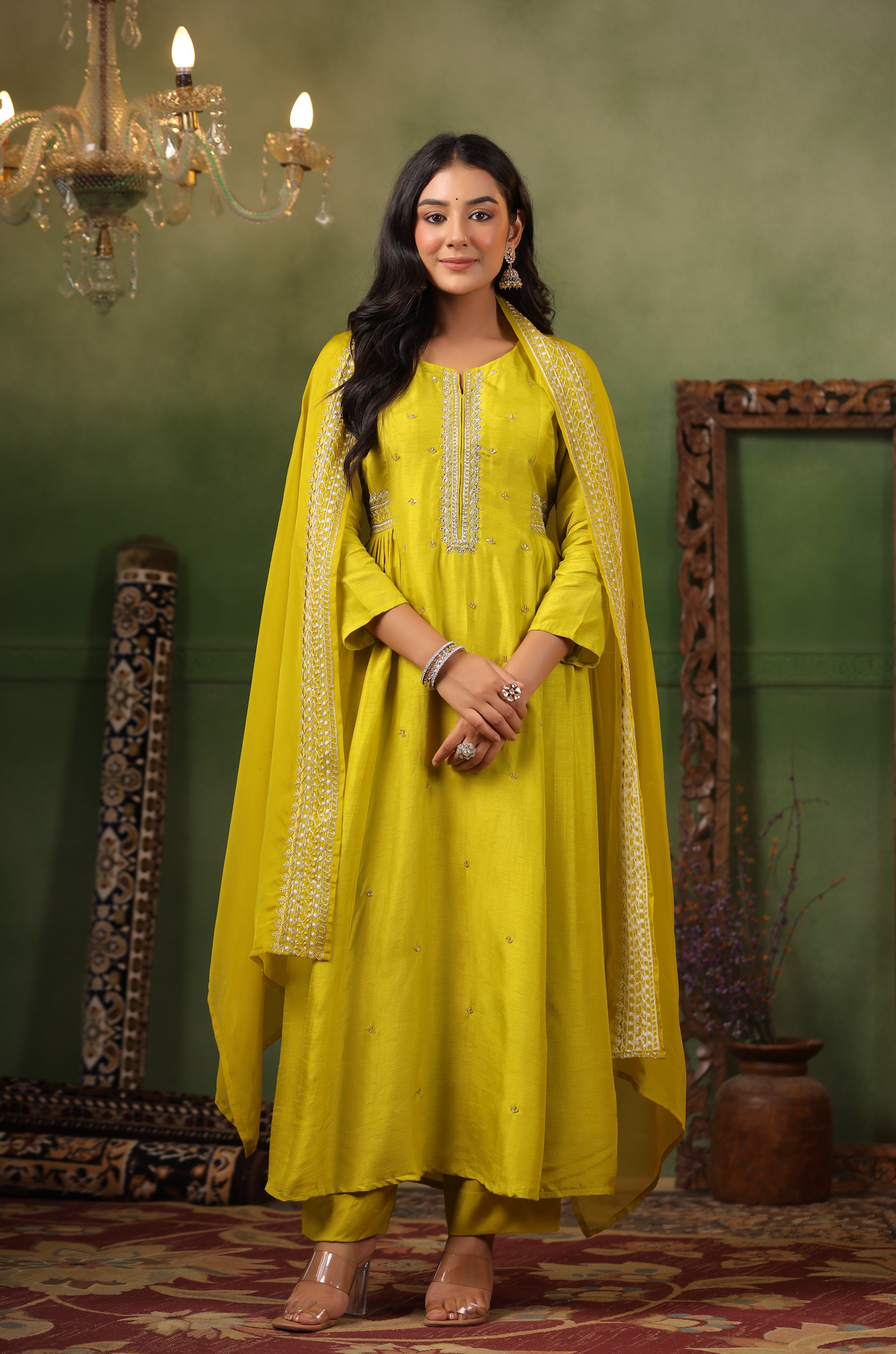 Mustard Silk Suit Set