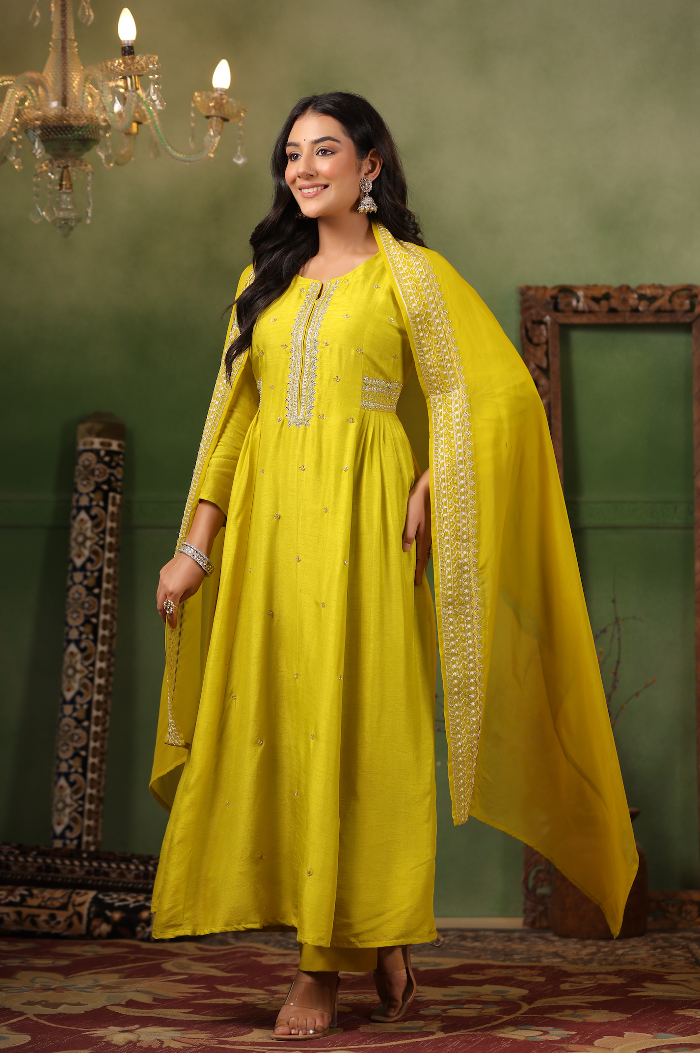 Mustard Silk Suit Set