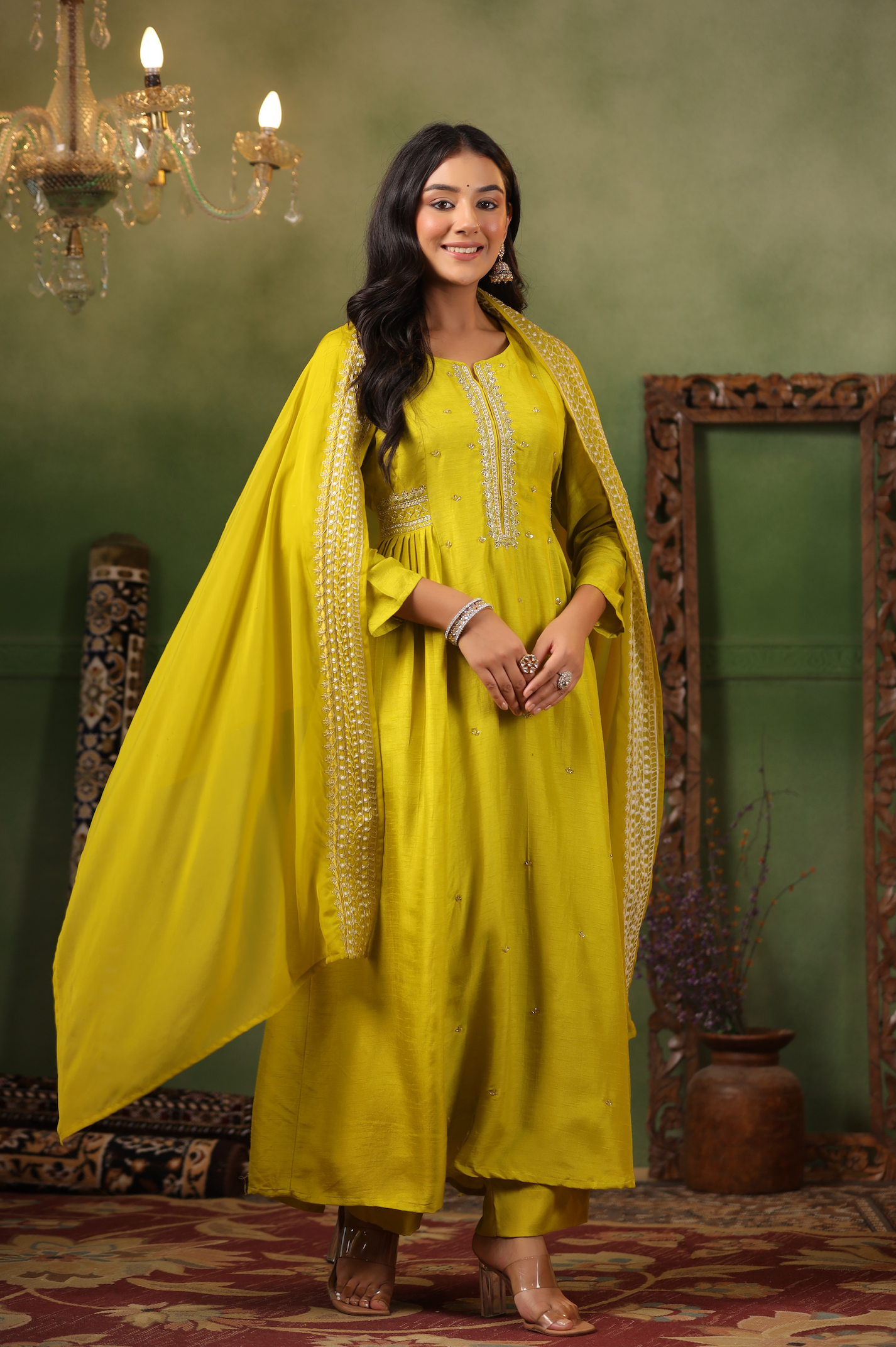 Mustard Silk Suit Set