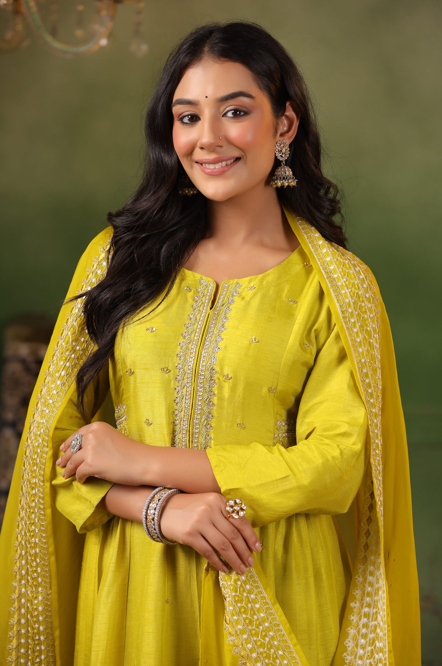 Mustard Silk Suit Set