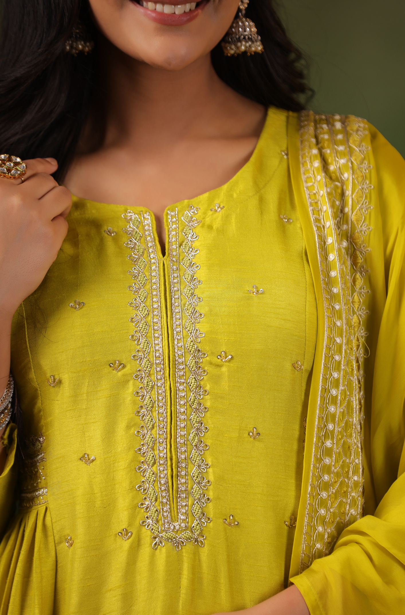 Mustard Silk Suit Set