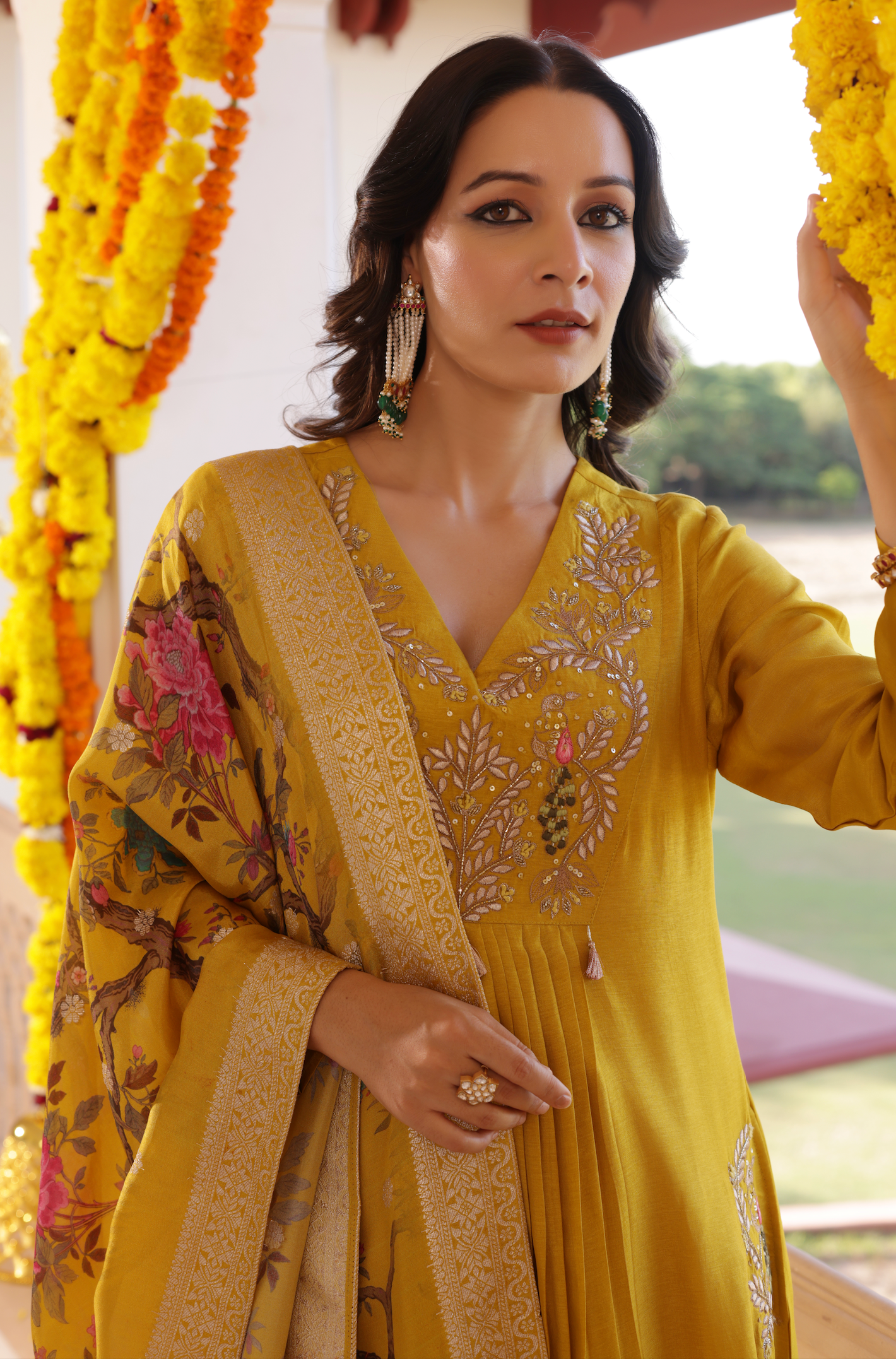 Amber Mustard Silk Suit Set