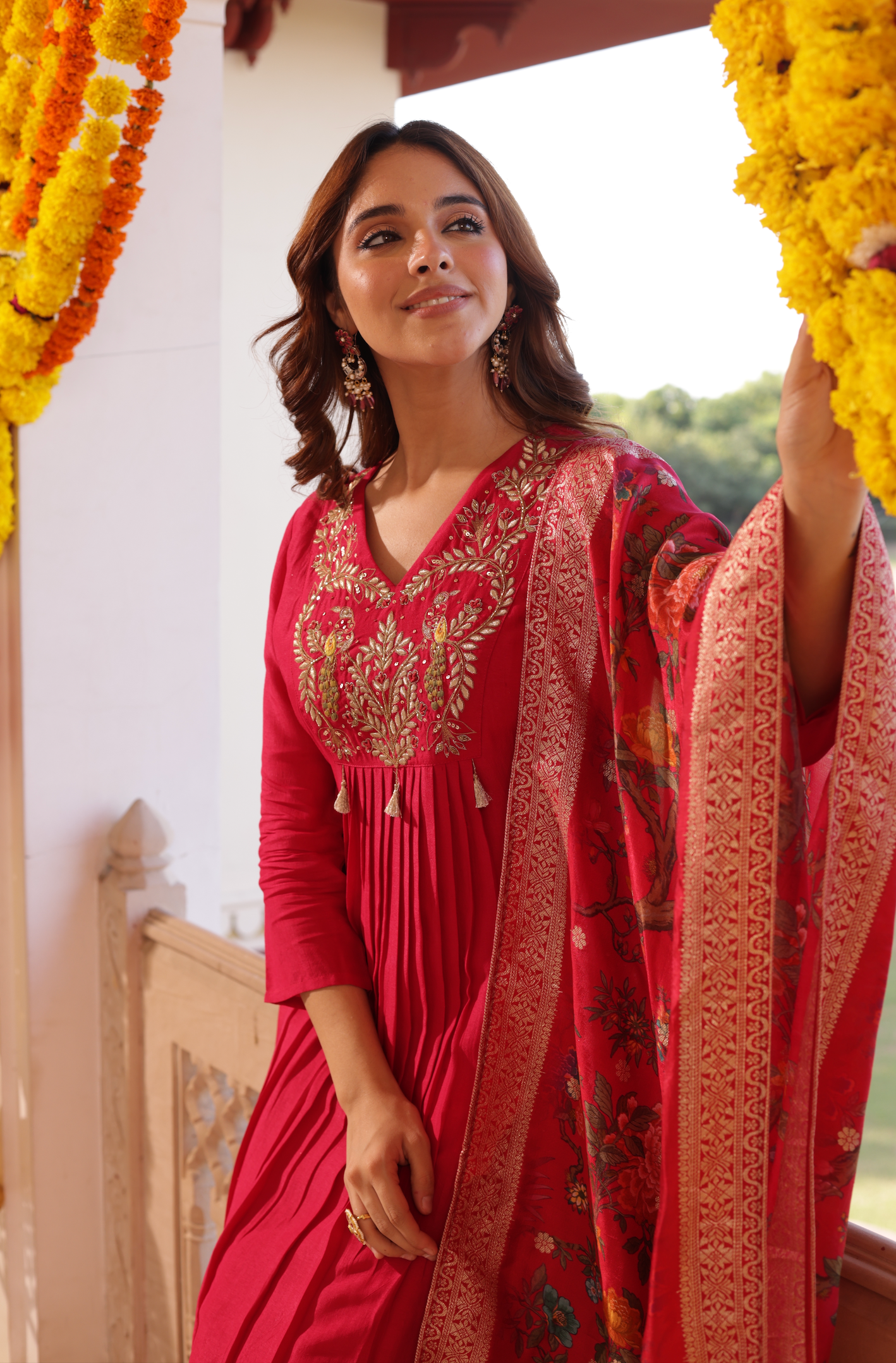 Indian Red Silk Suit Set