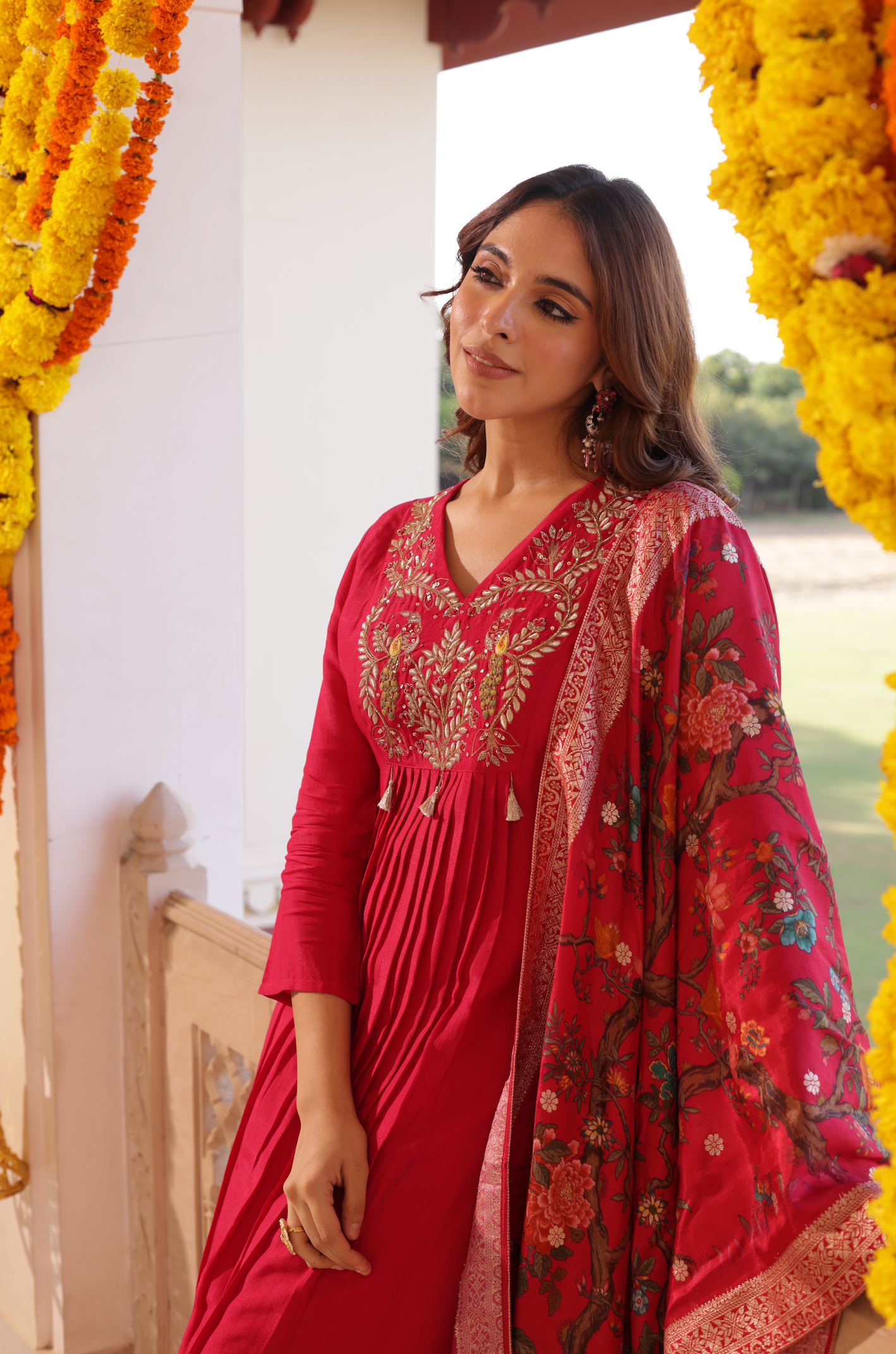 Indian Red Silk Suit Set