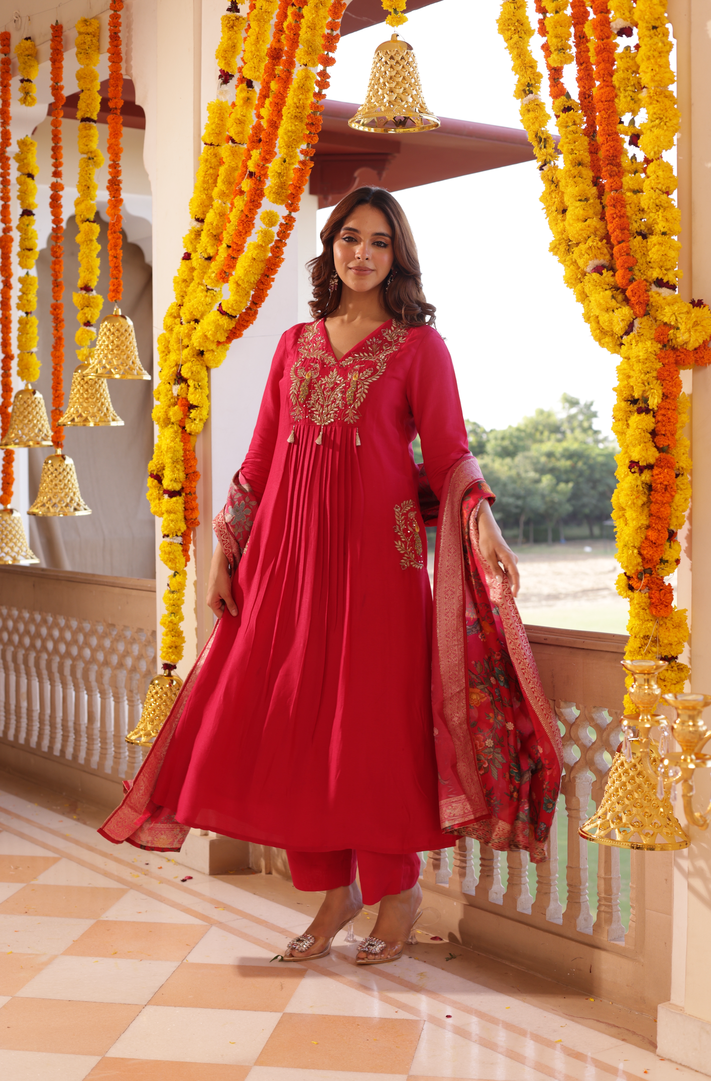 Indian Red Silk Suit Set