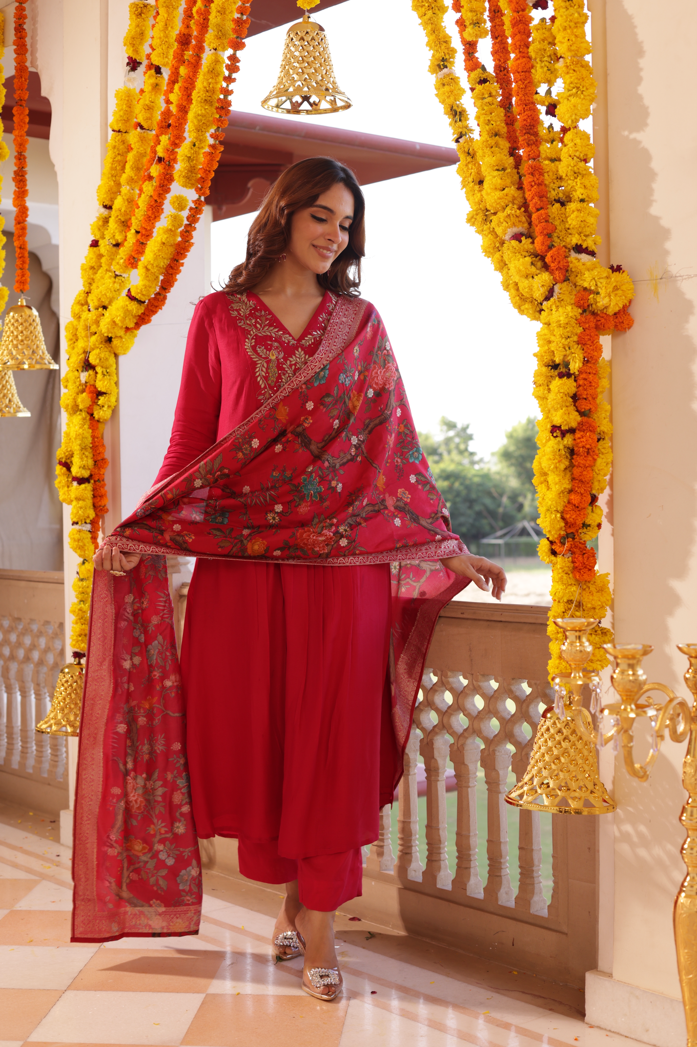 Indian Red Silk Suit Set