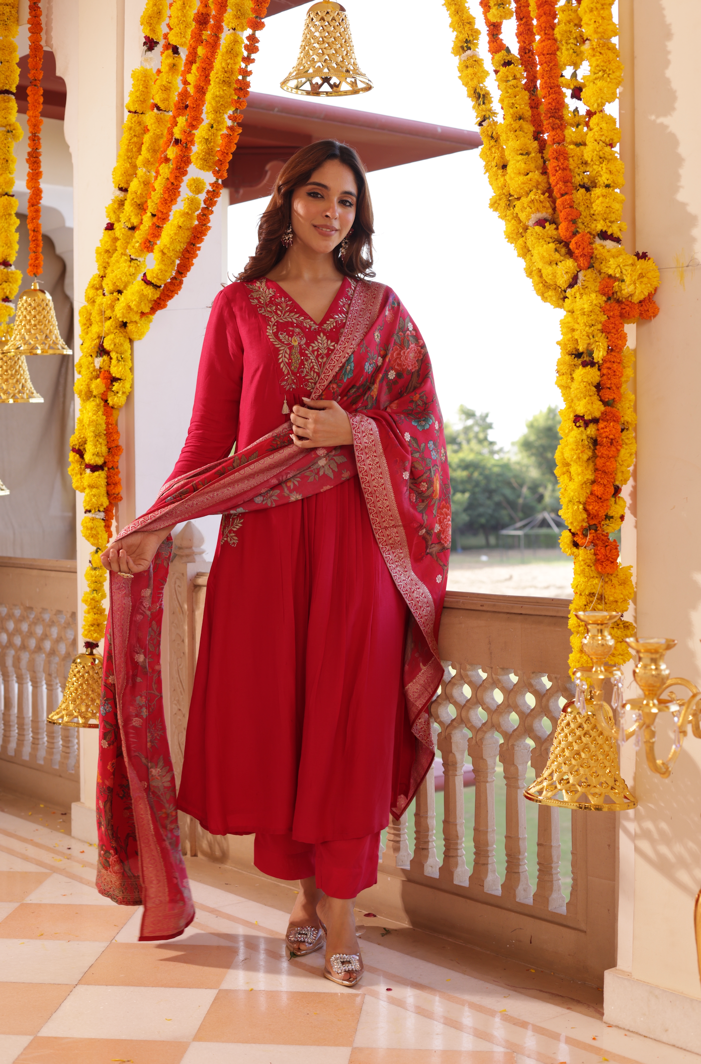 Indian Red Silk Suit Set