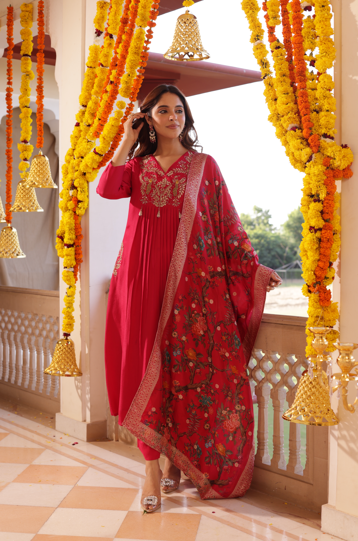 Indian Red Silk Suit Set