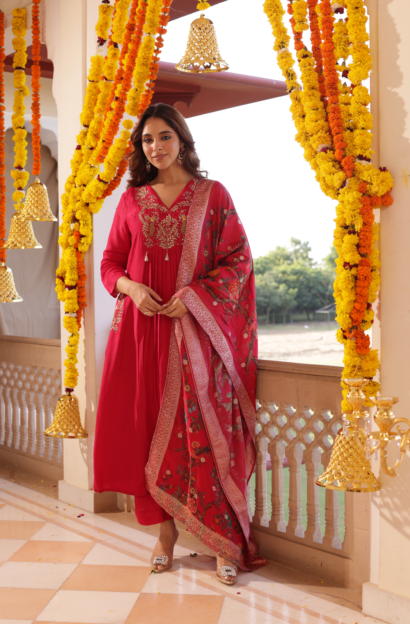 Indian Red Silk Suit Set