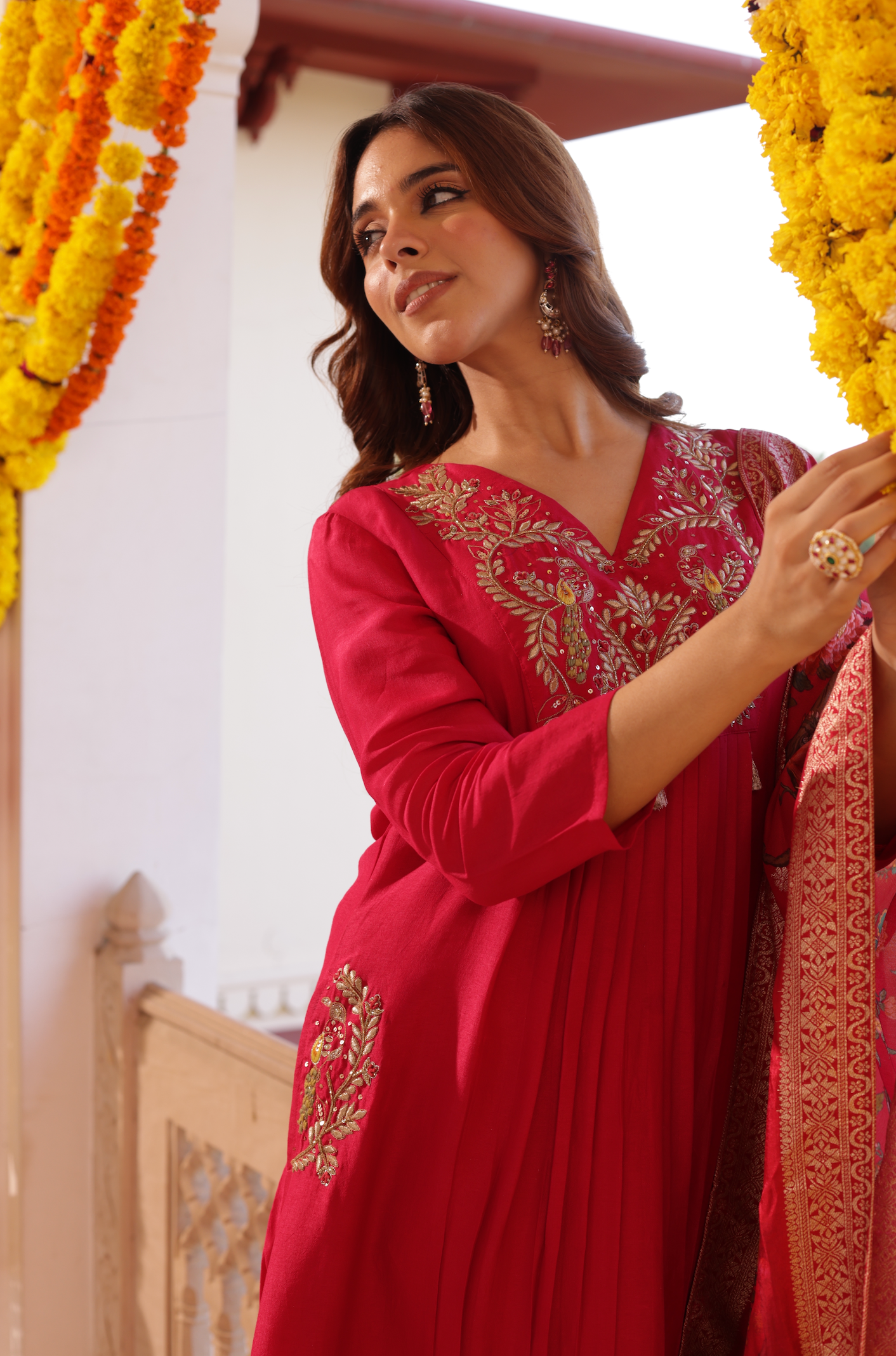 Indian Red Silk Suit Set