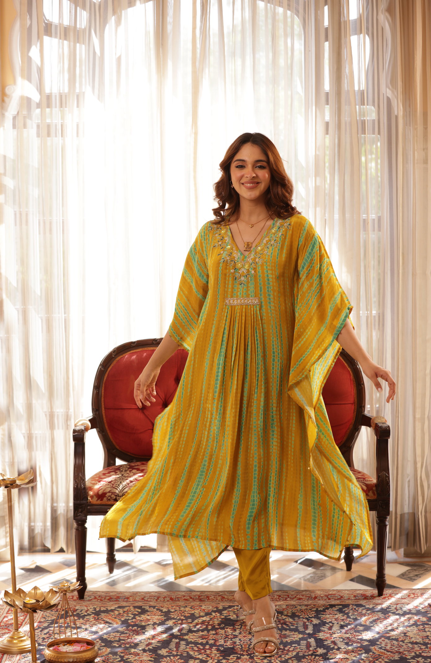 Moss Embellished  Premium Kaftan Set