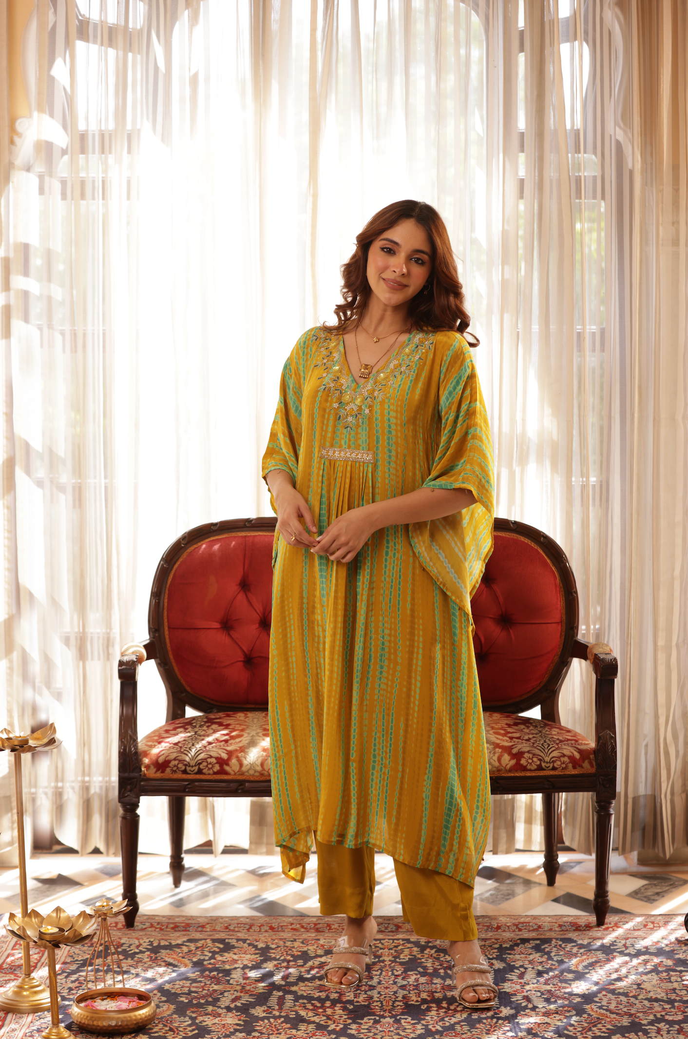 Moss Embellished  Premium Kaftan Set