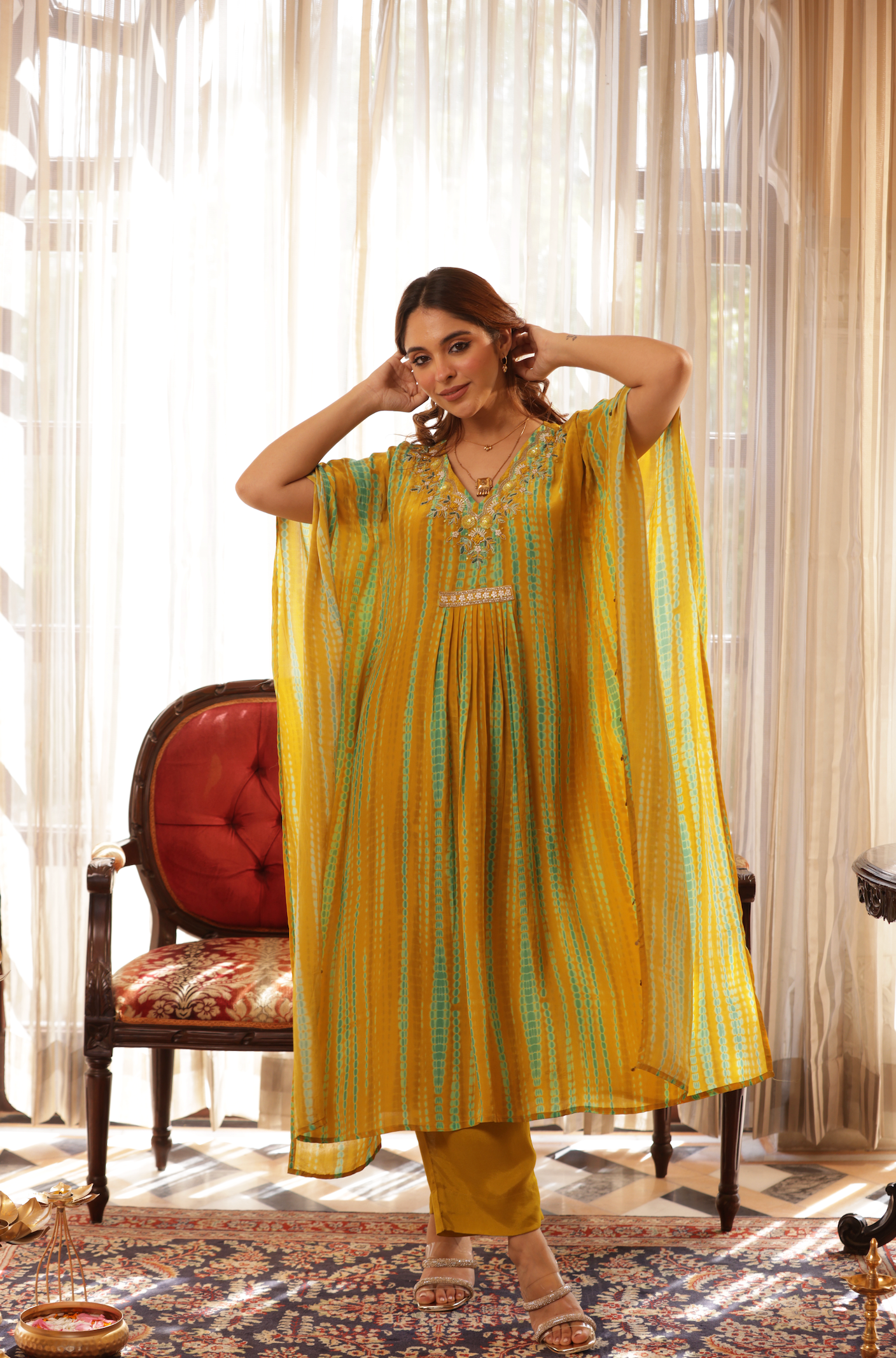 Moss Embellished  Premium Kaftan Set