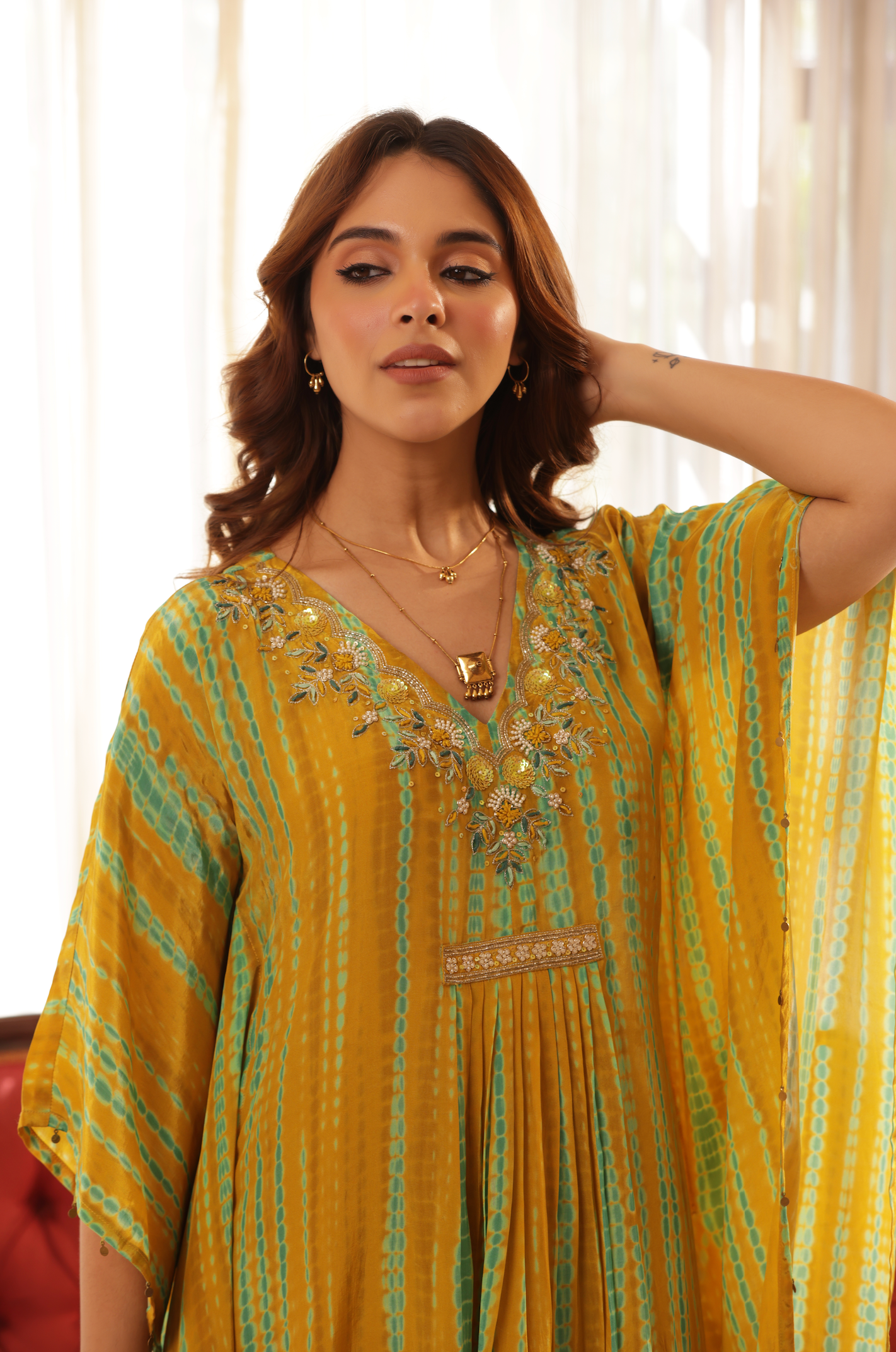 Moss Embellished  Premium Kaftan Set