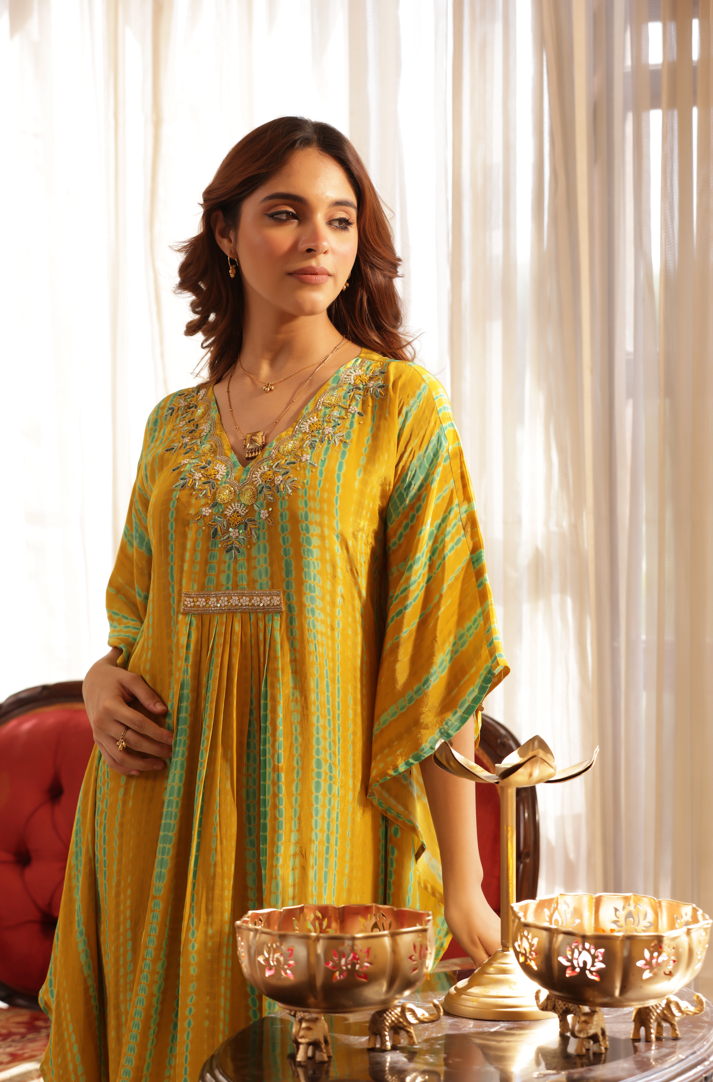 Moss Embellished  Premium Kaftan Set