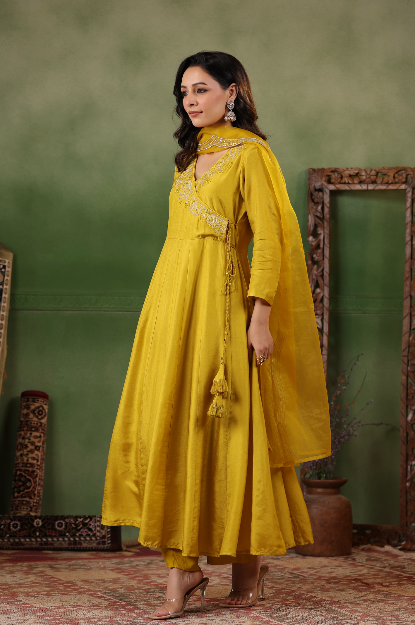 Gold Yellow Angrakha Suit Set