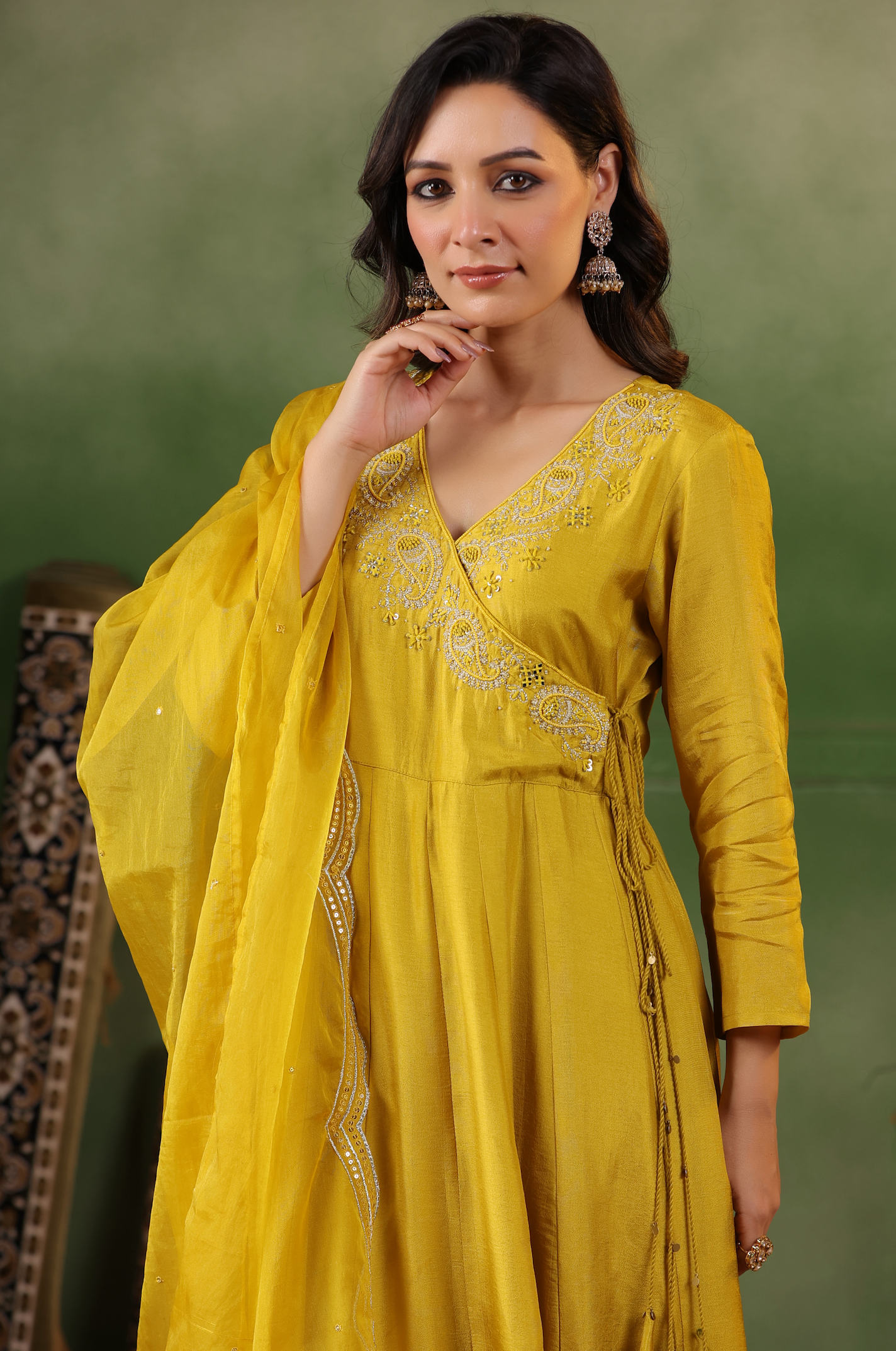 Gold Yellow Angrakha Suit Set