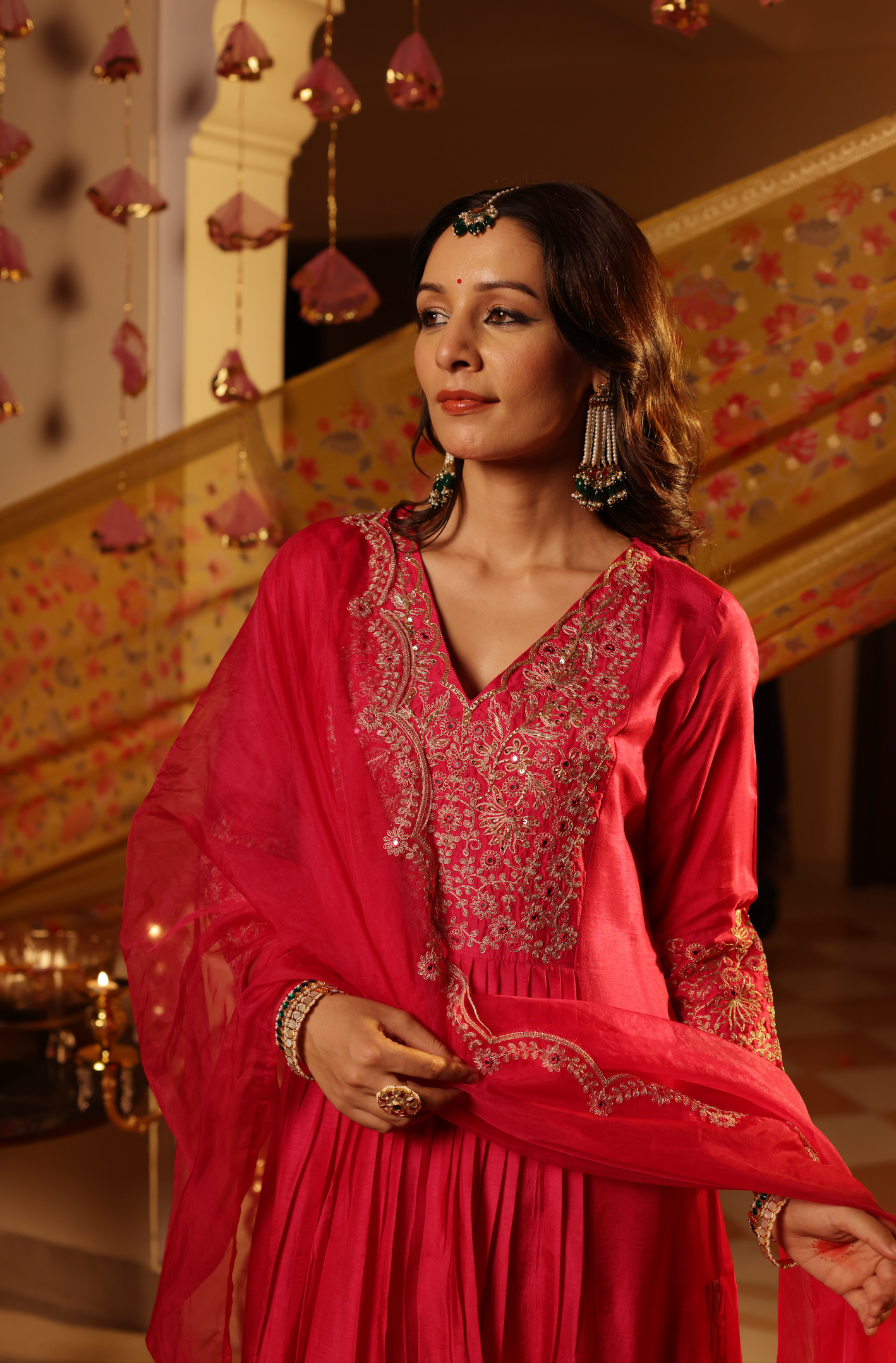 Ruby Pink Silk Suit Set