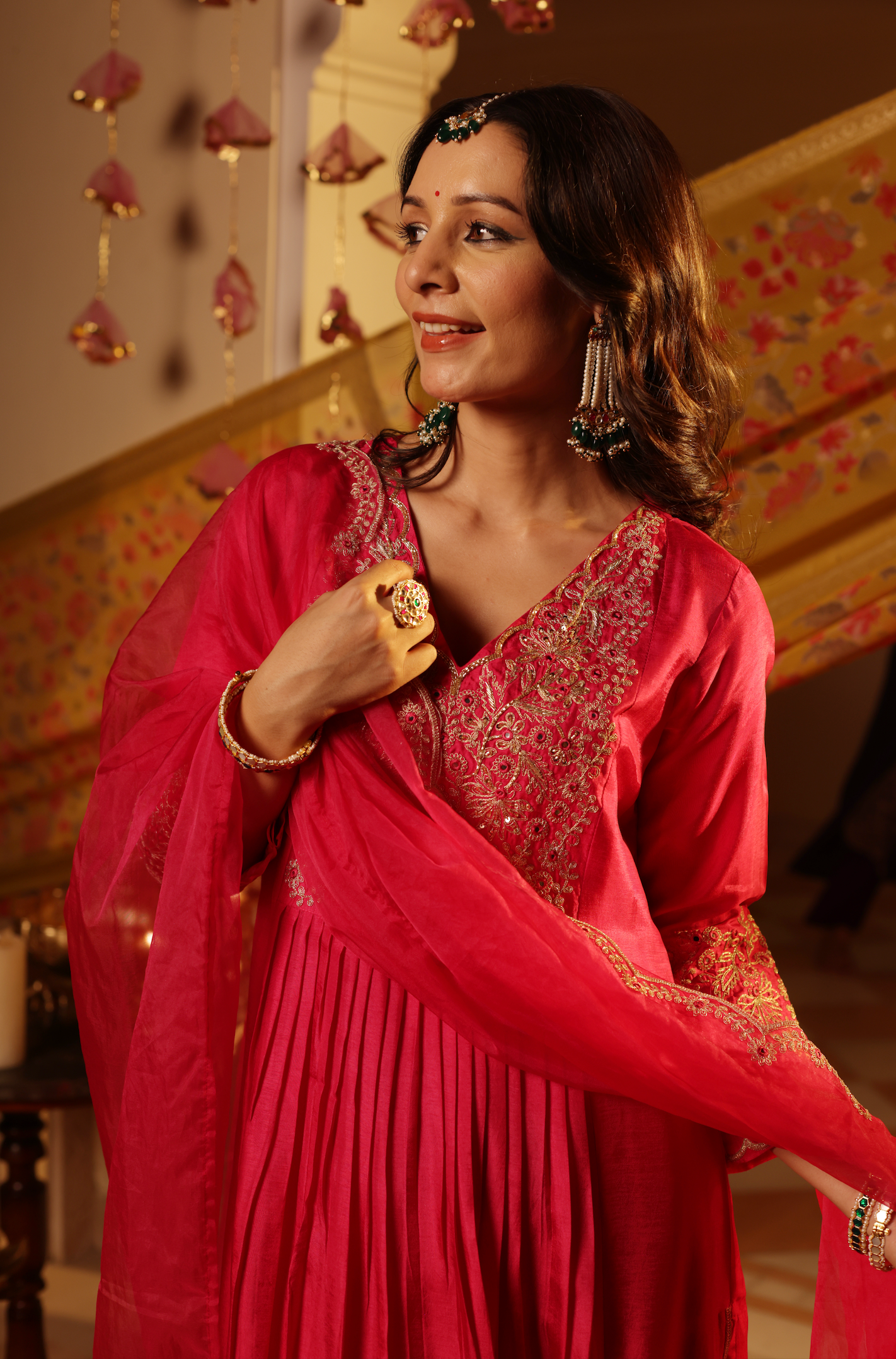 Ruby Pink Silk Suit Set