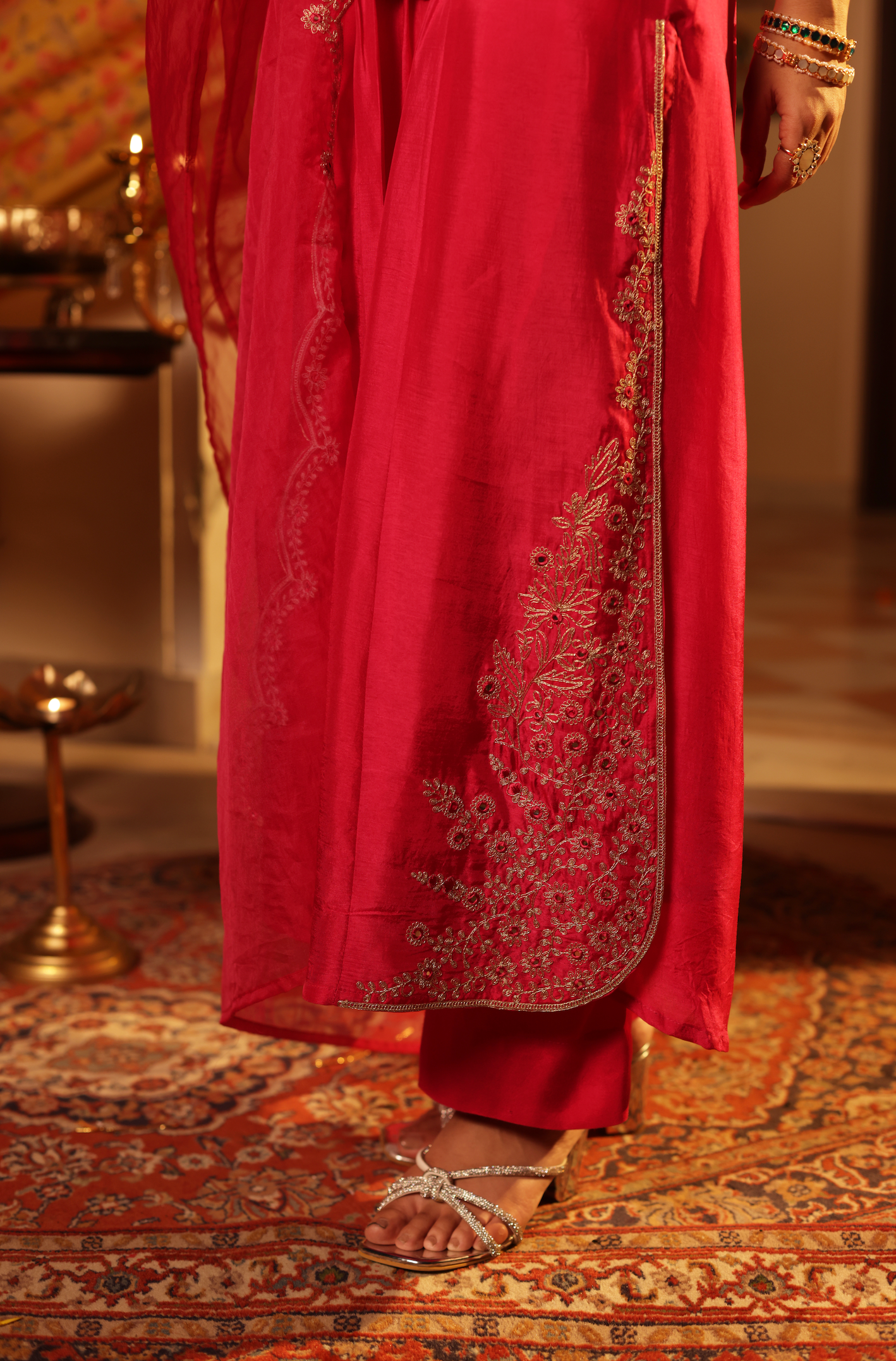 Ruby Pink Silk Suit Set