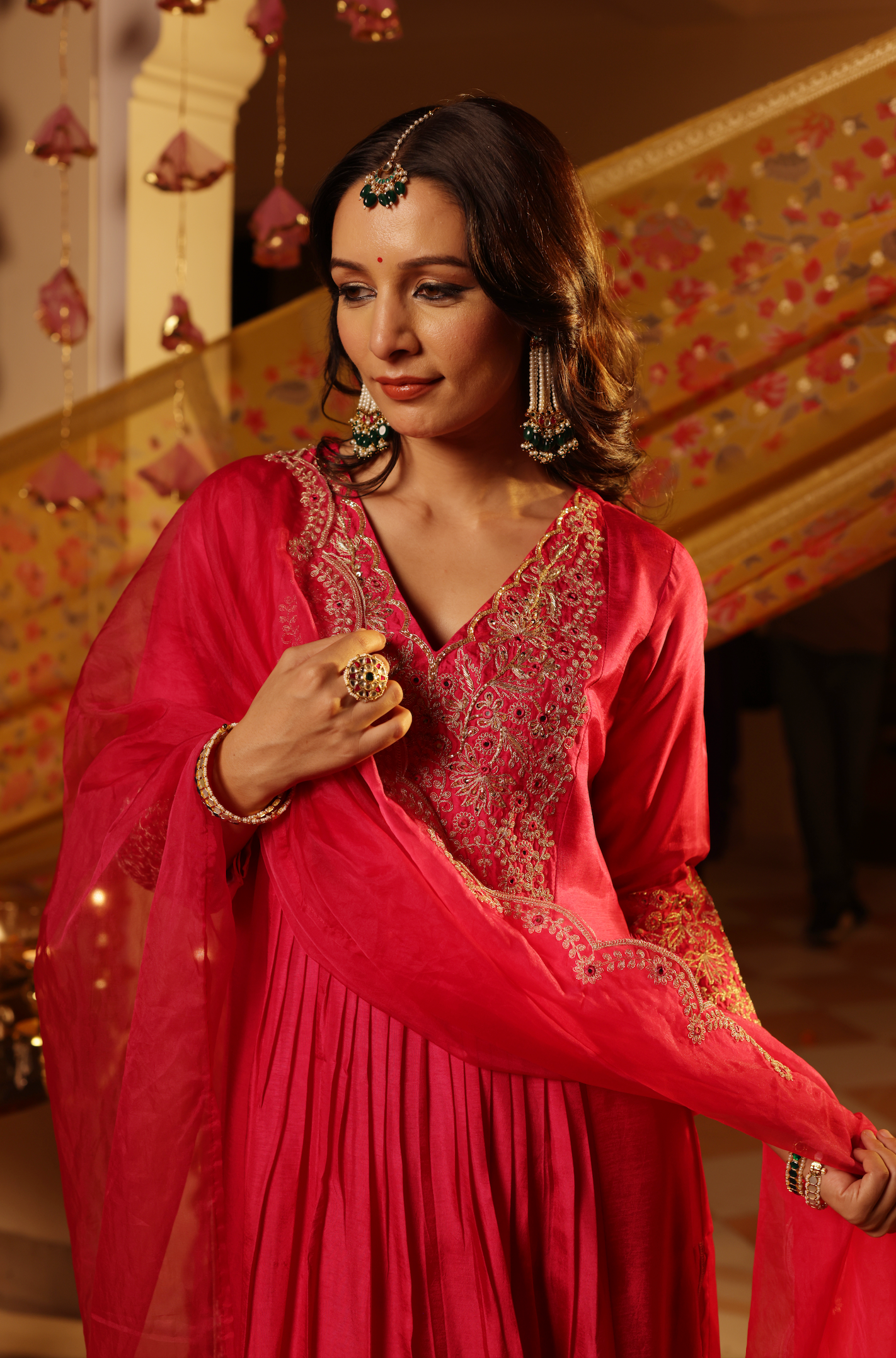 Ruby Pink Silk Suit Set