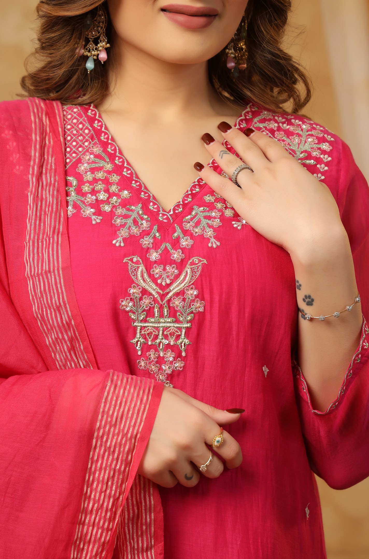 Pink Fuchsia Flair Chanderi Suit Set