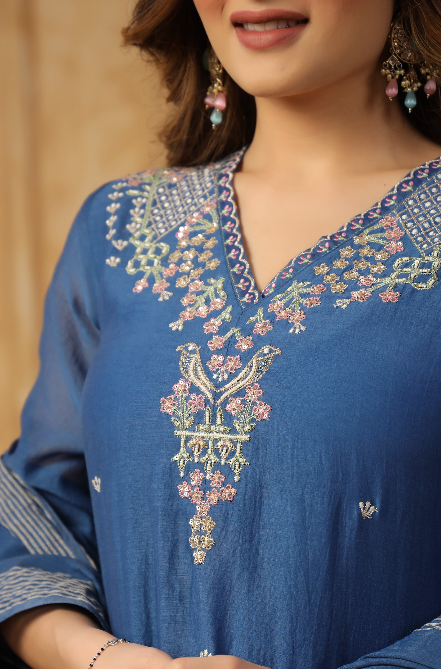 Majestic Blue Chanderi Suit Set