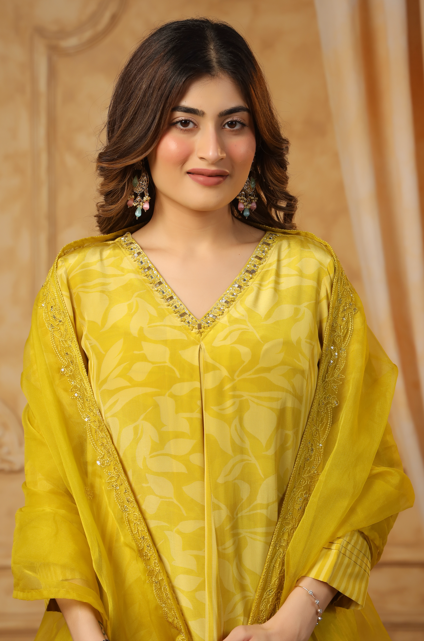 Yellow Ember Crepe Suit Set