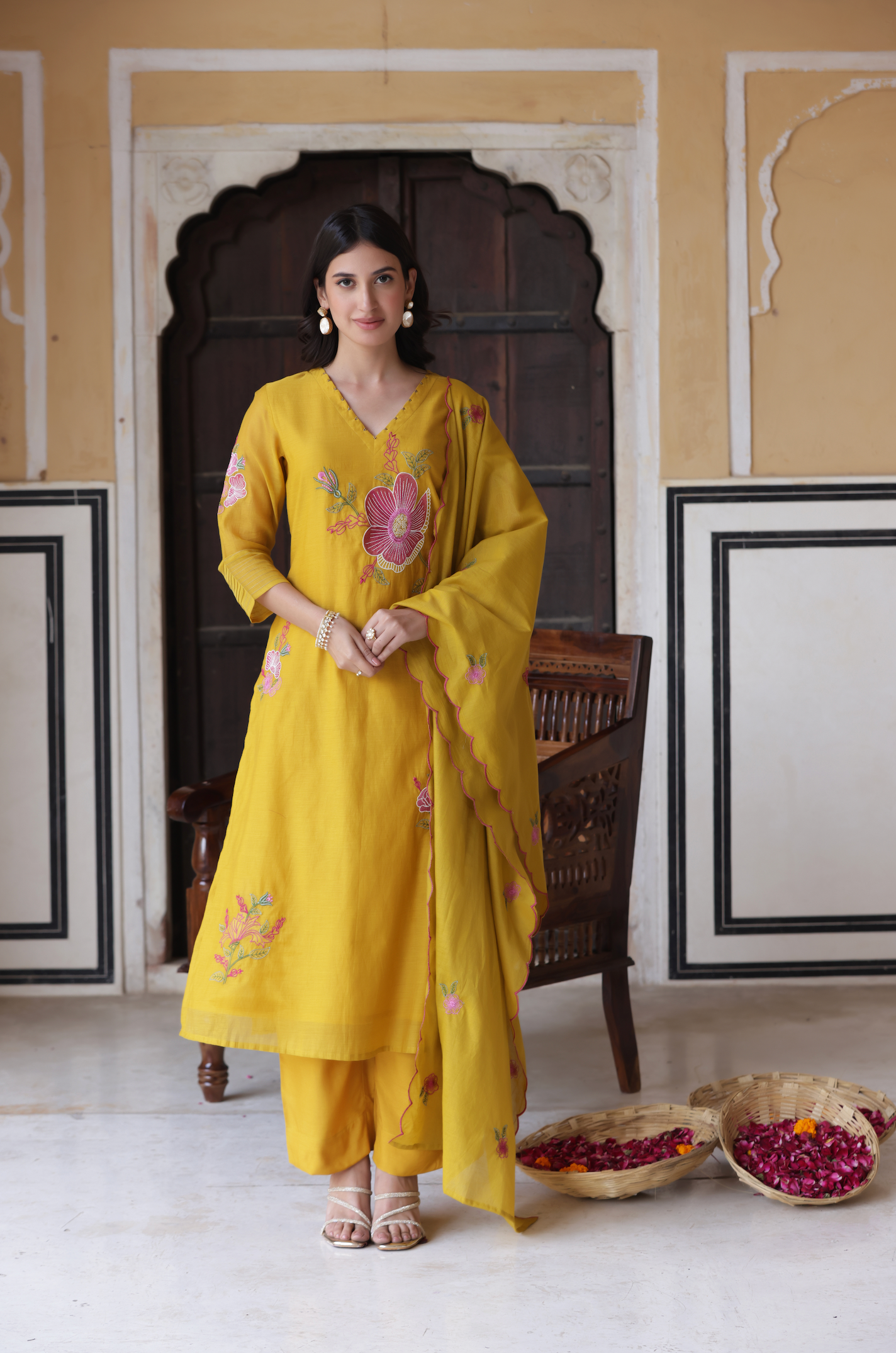 Yellow Bliss Chanderi Suit Set