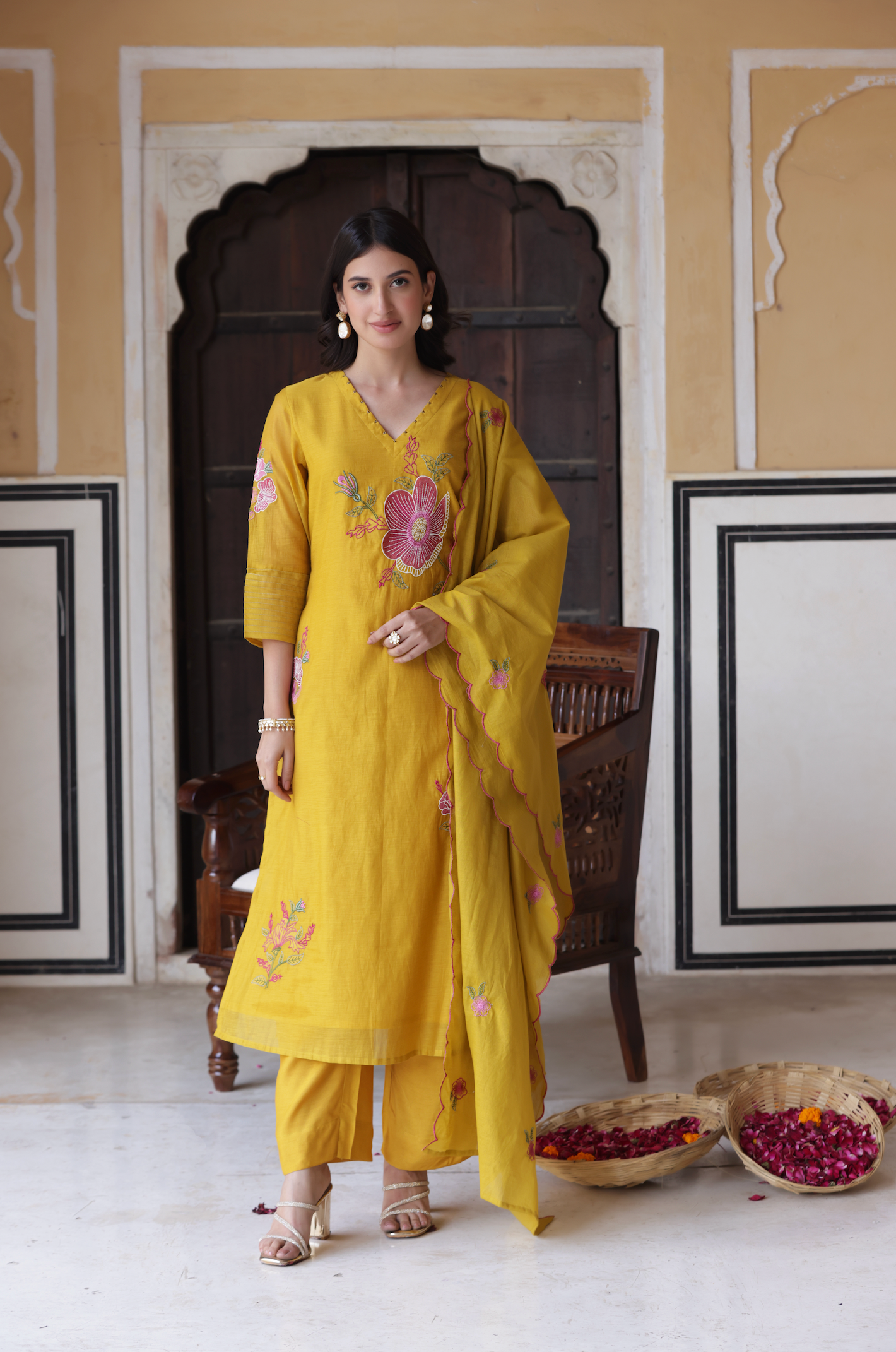 Yellow Bliss Chanderi Suit Set