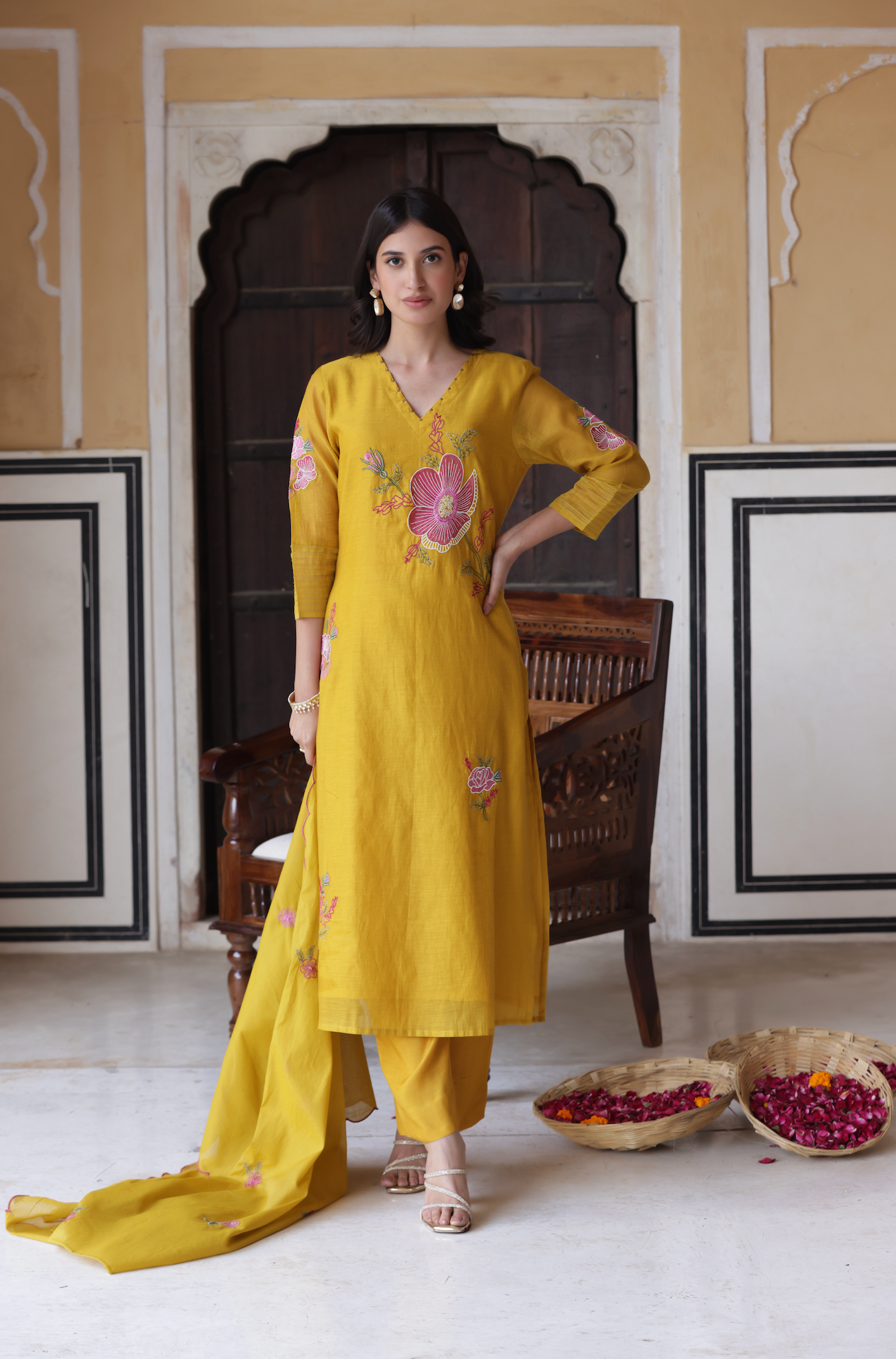 Yellow Bliss Chanderi Suit Set