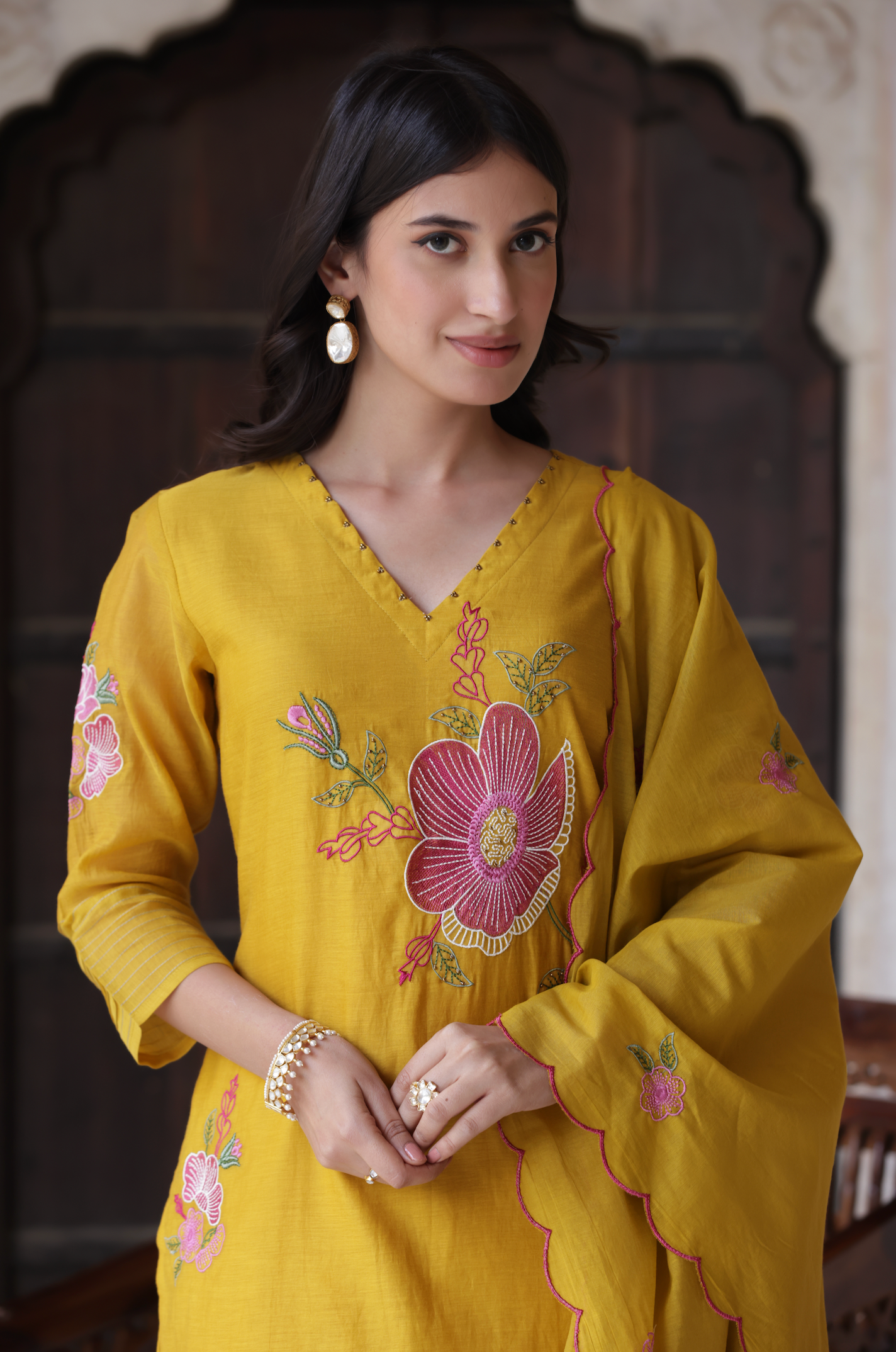 Yellow Bliss Chanderi Suit Set