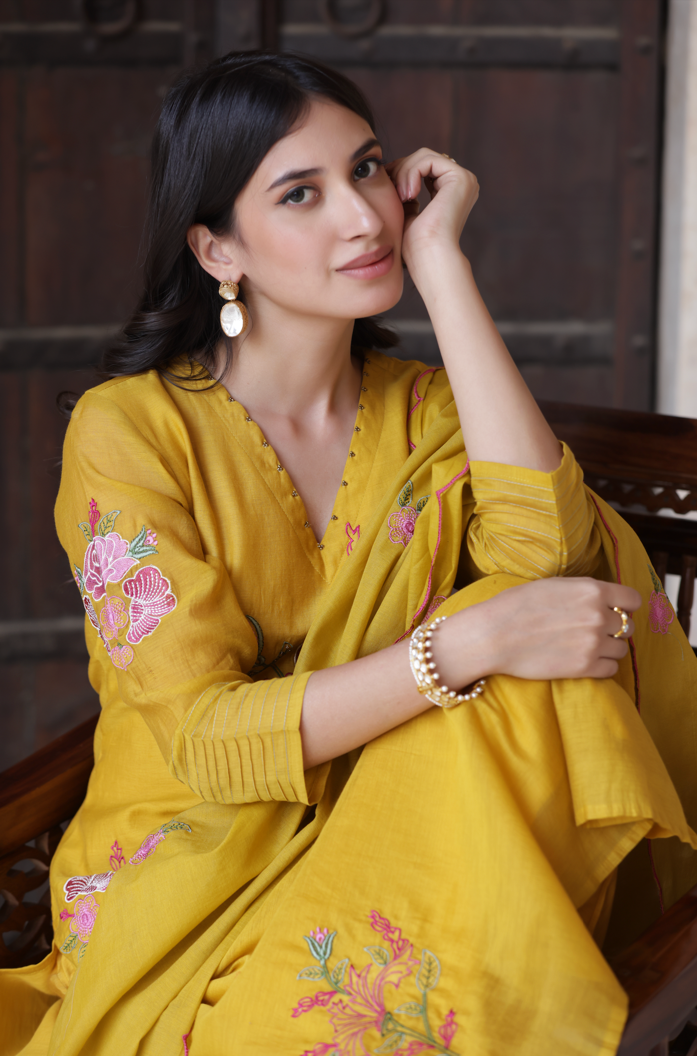 Yellow Bliss Chanderi Suit Set