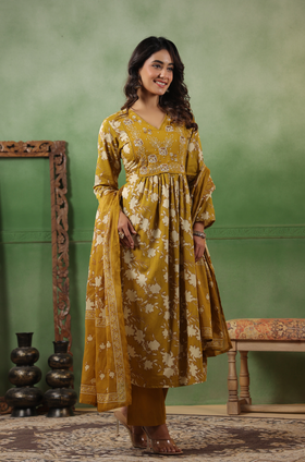 Mustard Gold Cotton Suit Set