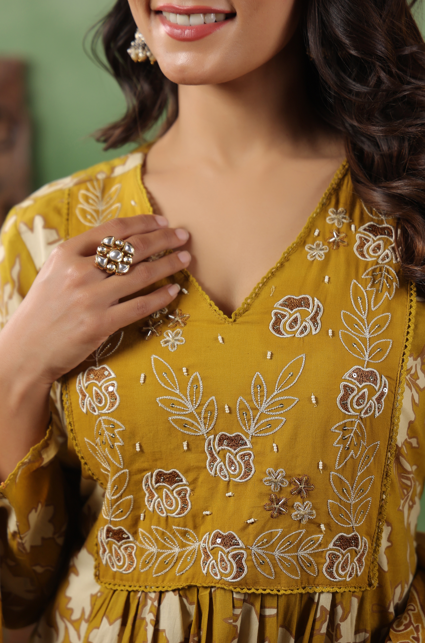 Mustard Gold Cotton Suit Set