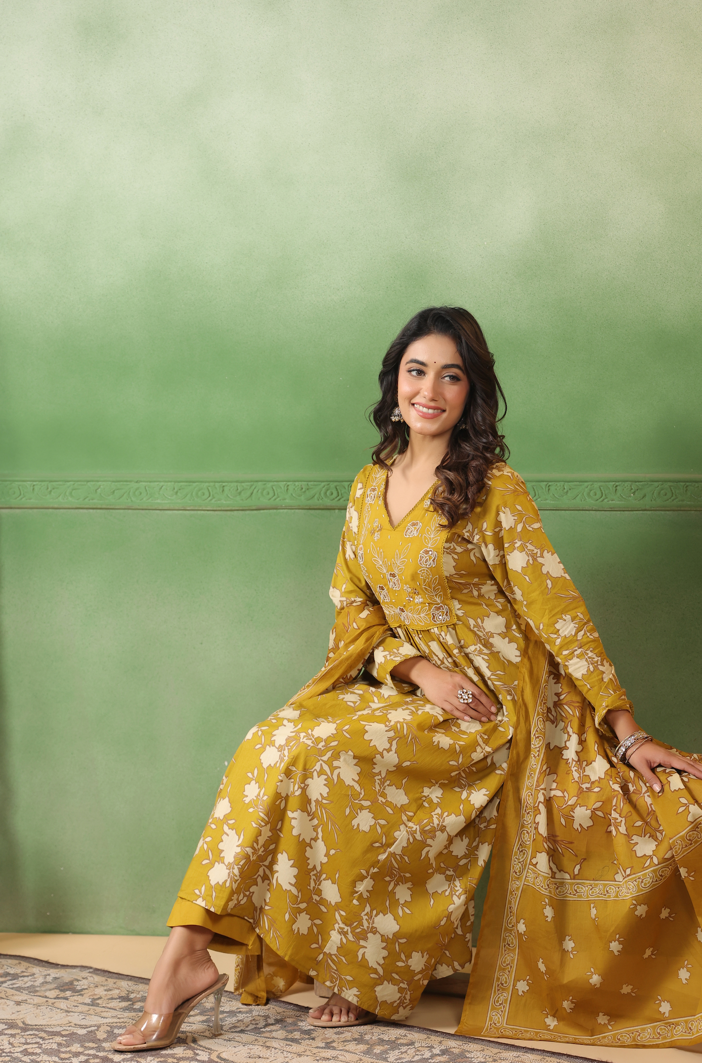 Mustard Gold Cotton Suit Set