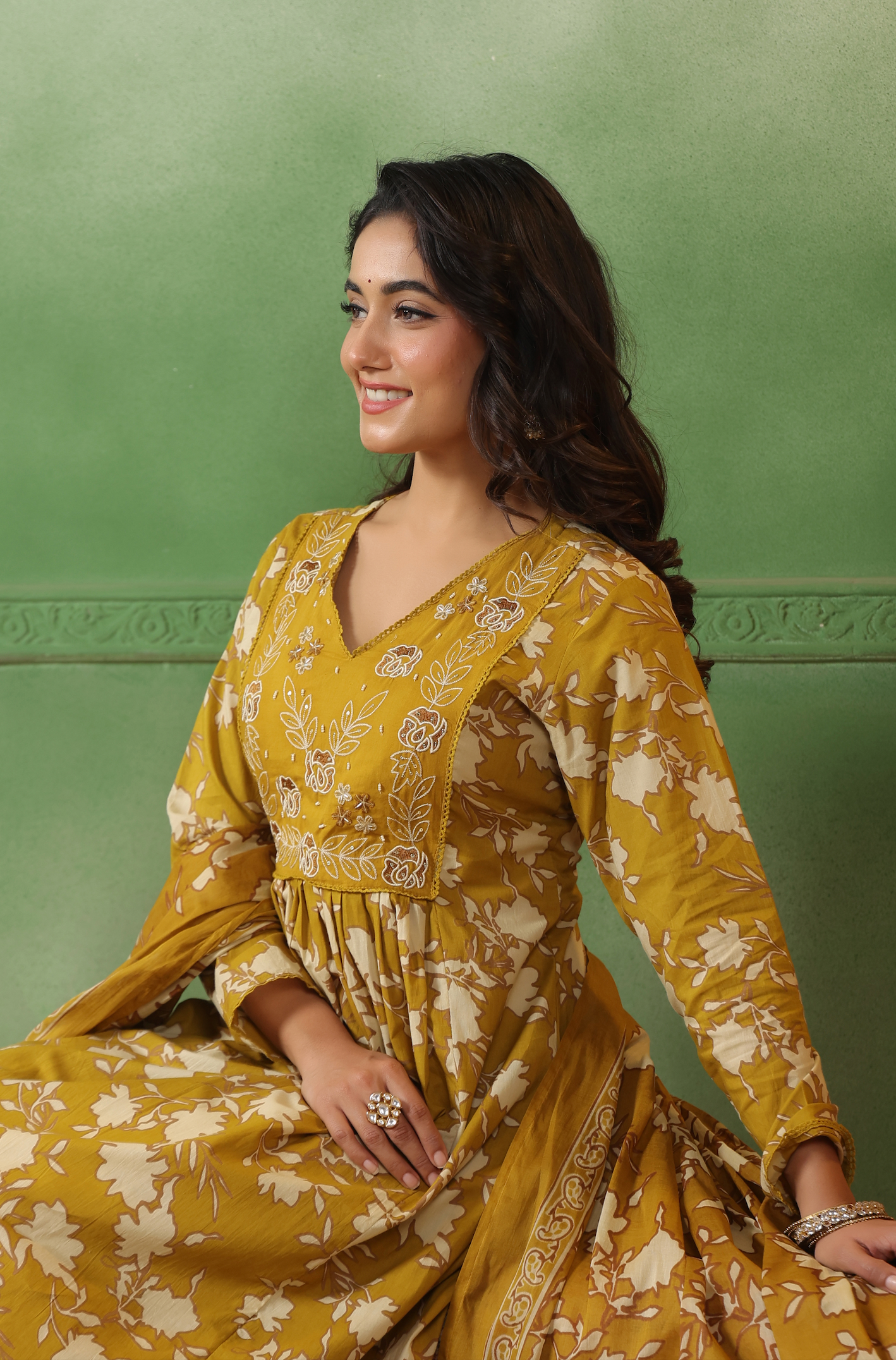 Mustard Gold Cotton Suit Set
