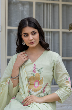 Green Grace Cotton Suit Set
