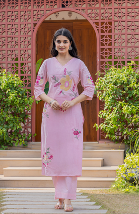 Pink Grace Cotton Suit Set