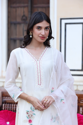 Elegant White A-Line Suit Set