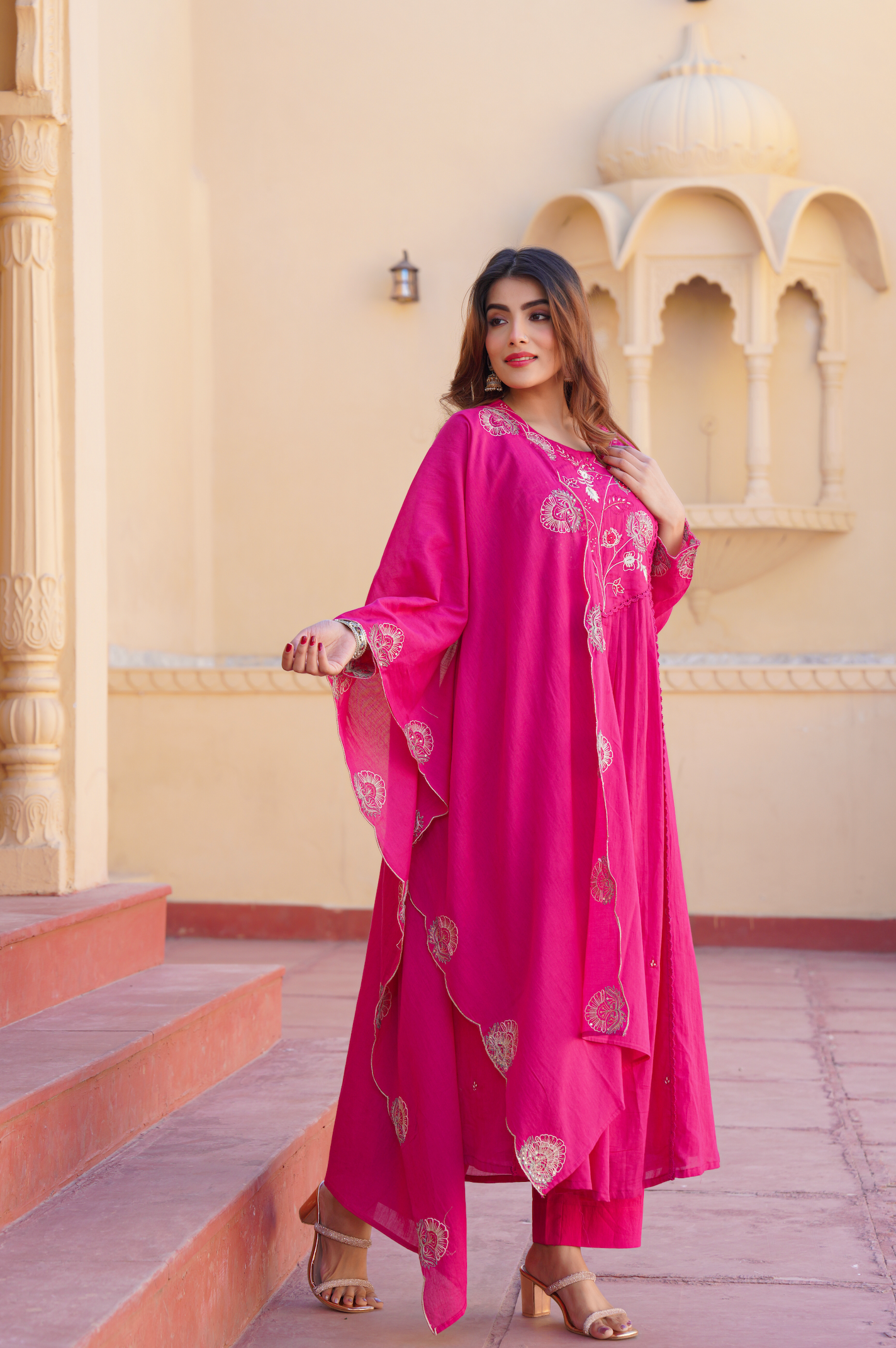 Fuchsia Bloom Cotton Suit Set