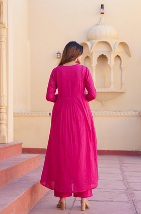 Fuchsia Bloom Cotton Suit Set