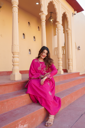 Fuchsia Bloom Cotton Suit Set