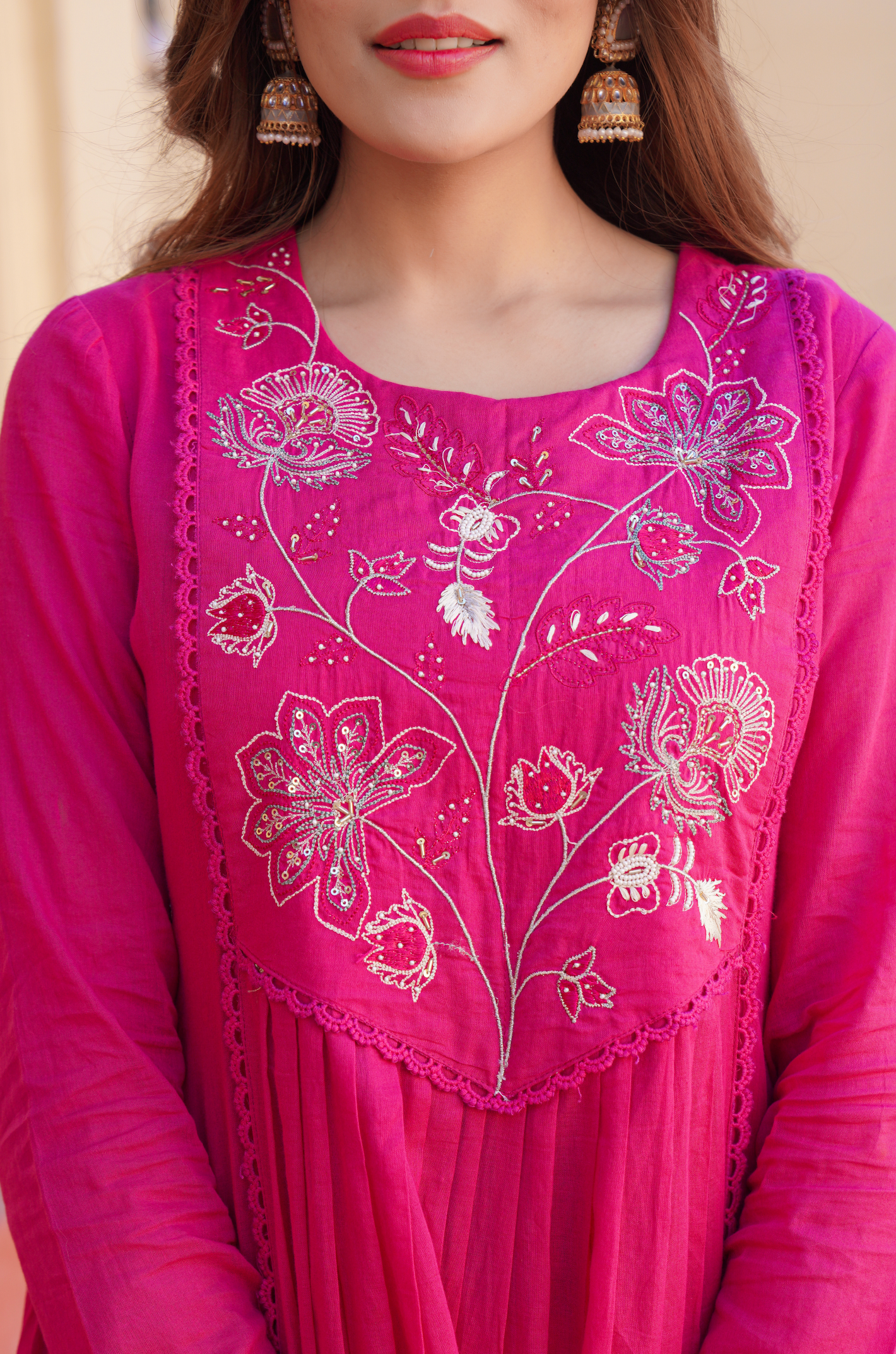 Fuchsia Bloom Cotton Suit Set