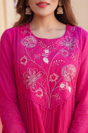 Fuchsia Bloom Cotton Suit Set