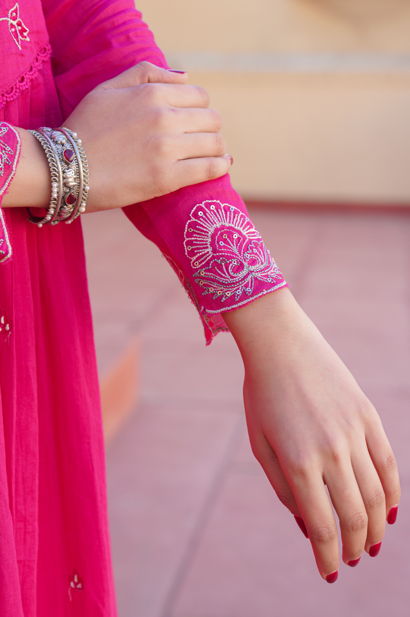 Fuchsia Bloom Cotton Suit Set